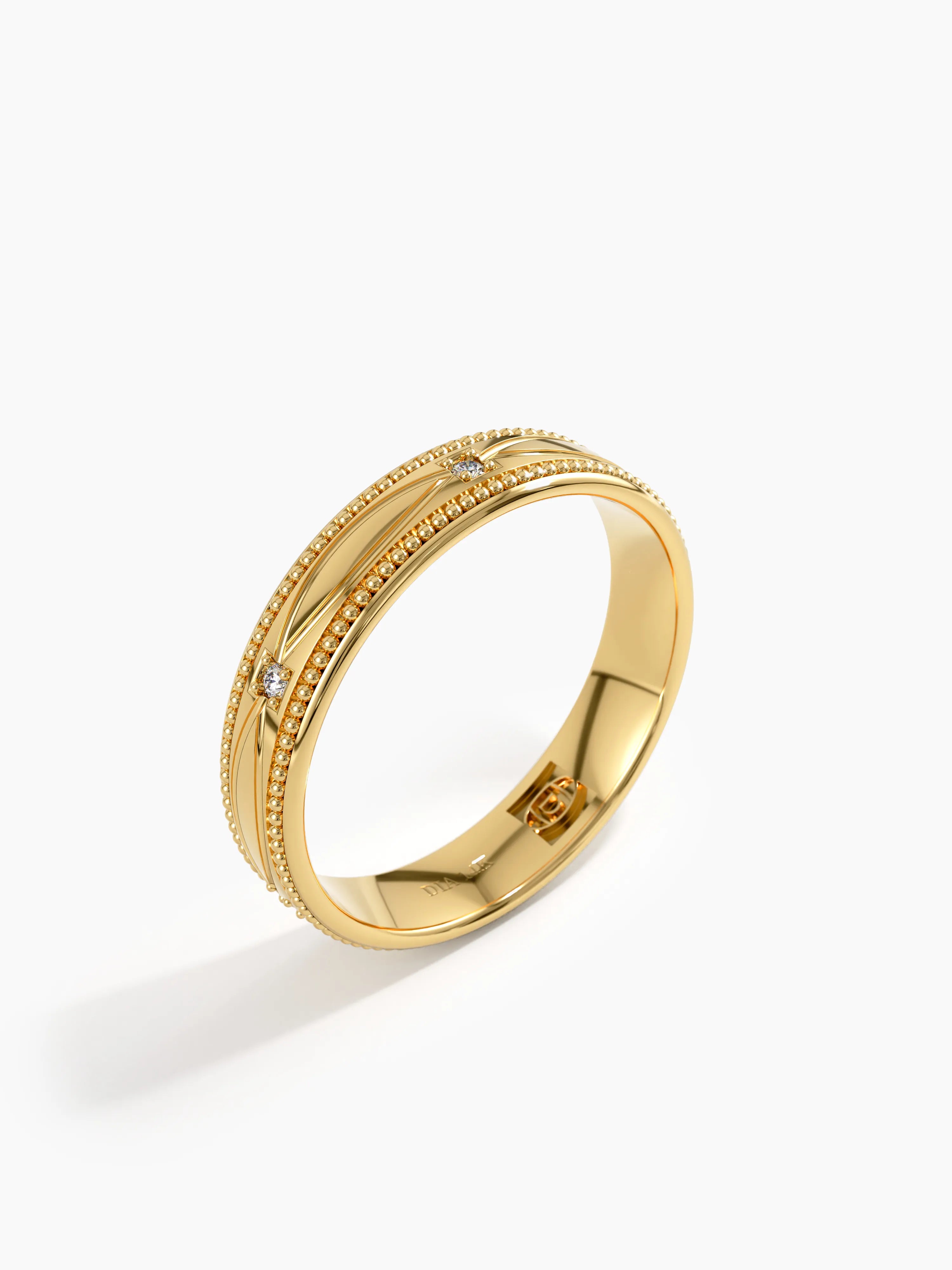 Vintage Milgrain Wedding Band, solid gold ring, view 4 | DiaFifth
