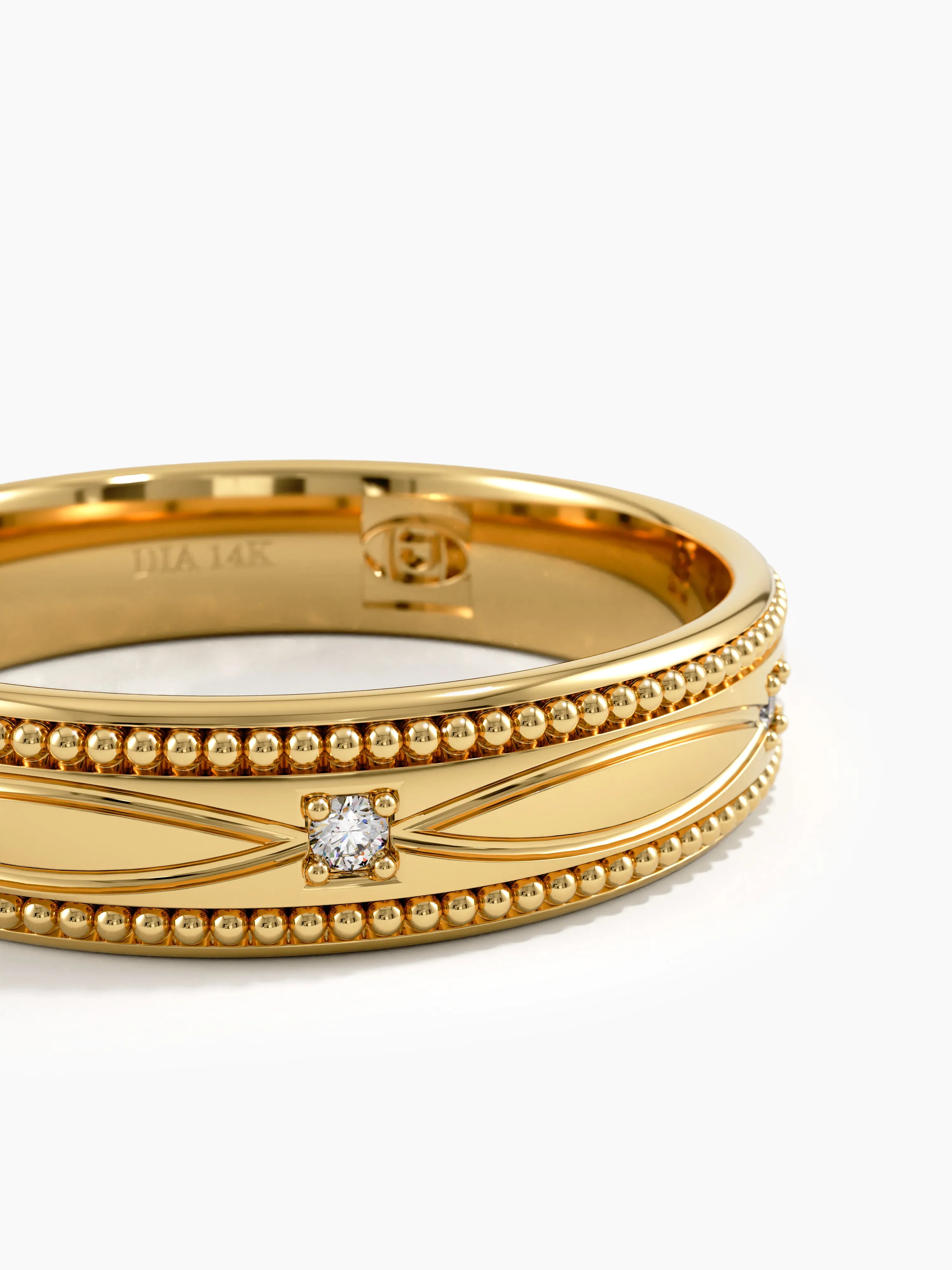 Vintage Milgrain Wedding Band, solid gold ring, view 2 | DiaFifth