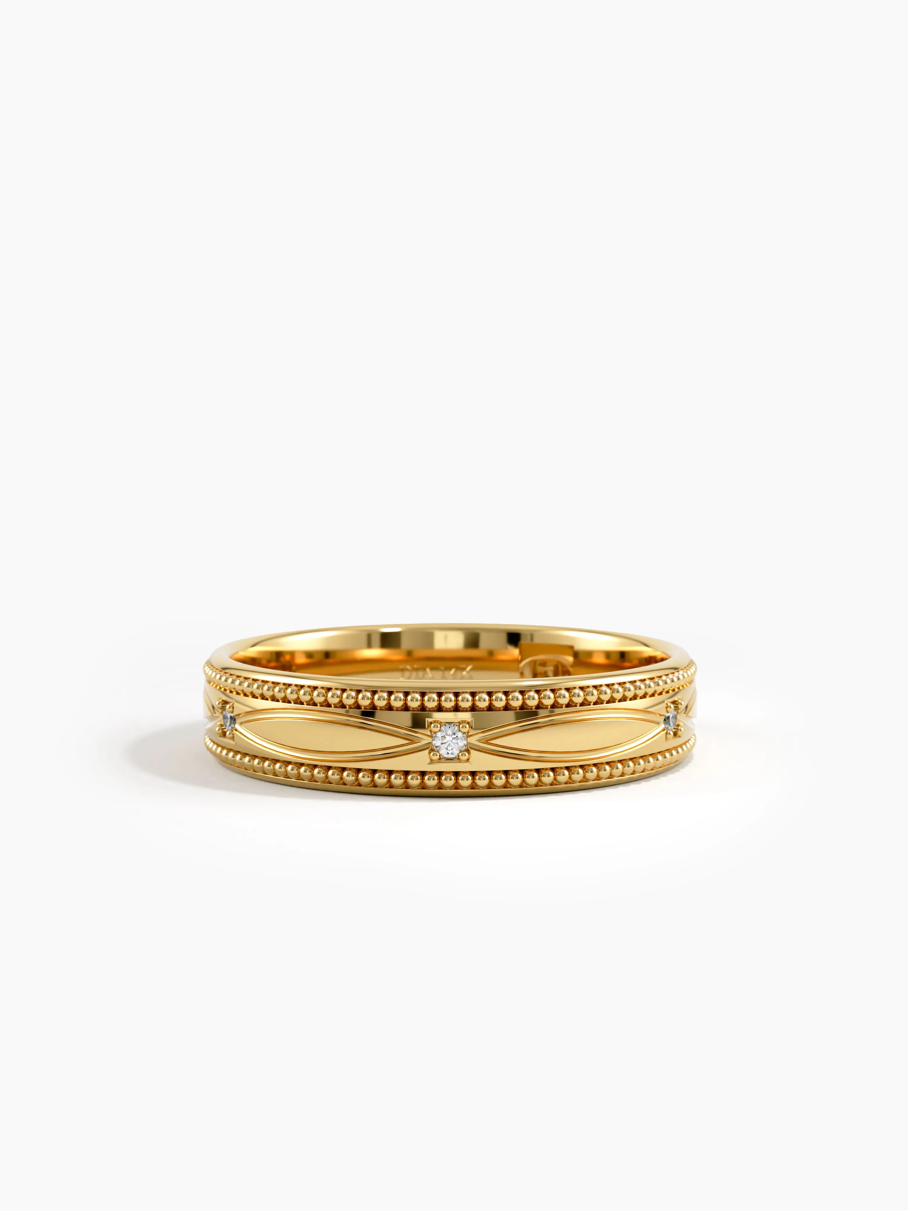 Vintage Milgrain Wedding Band, solid gold ring, view 5 | DiaFifth