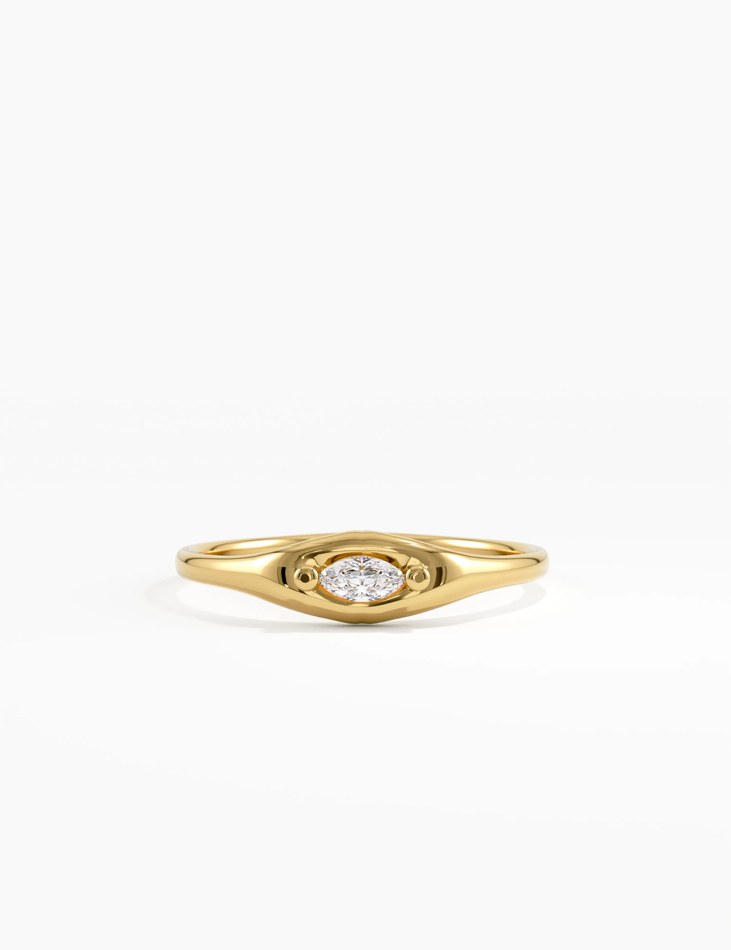 Marquise Diamond Signet Ring, solid gold ring | DiaFifth
