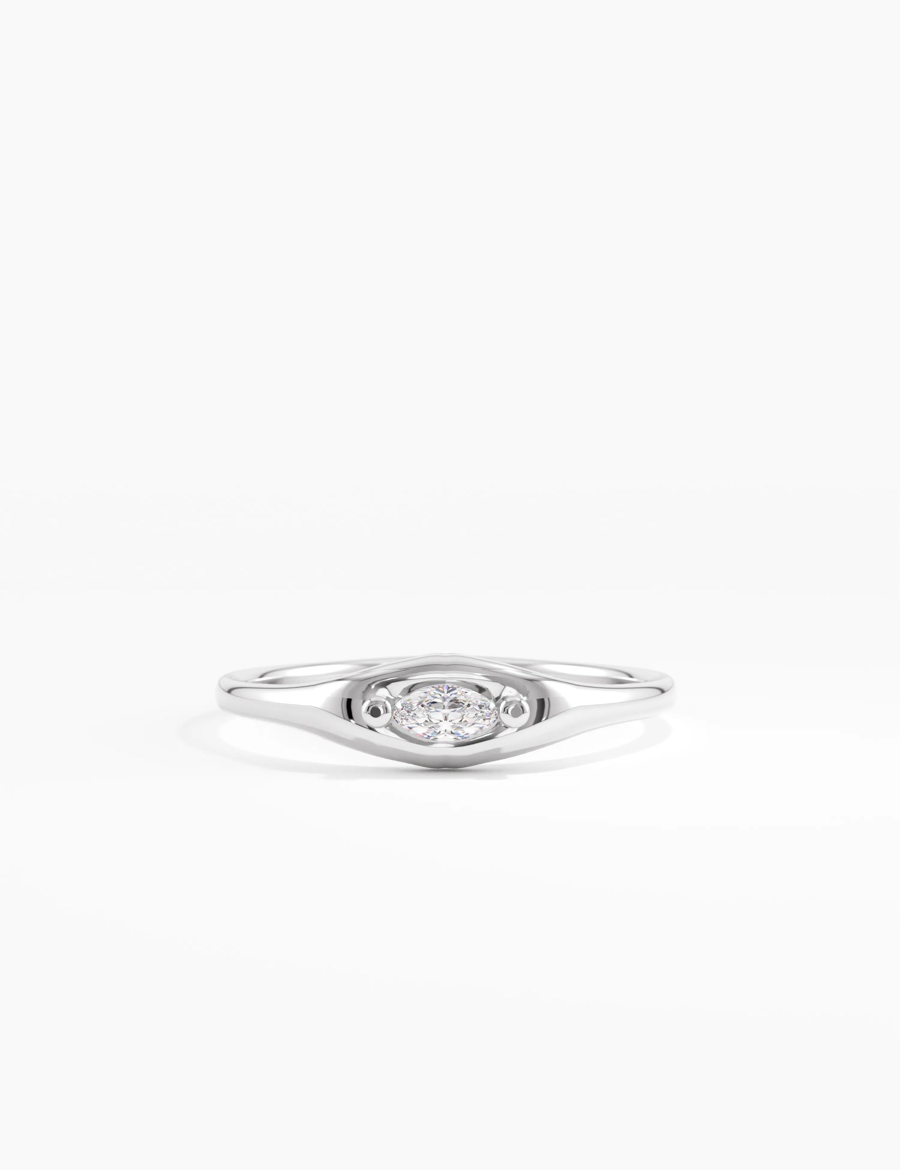Marquise Diamond Signet Ring, solid gold ring, view 7 | DiaFifth