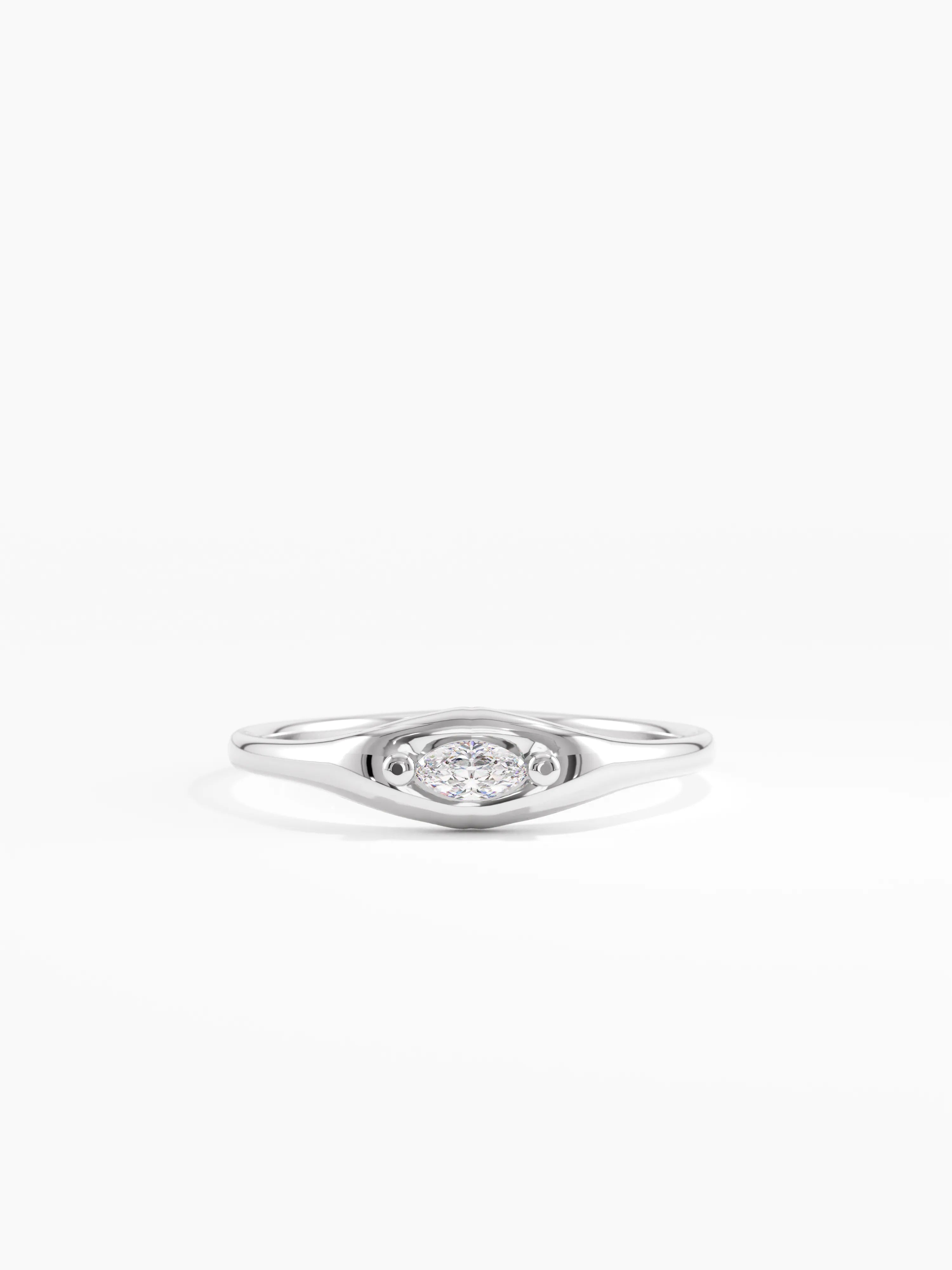 Marquise Diamond Signet Ring, solid gold ring, view 7 | DiaFifth