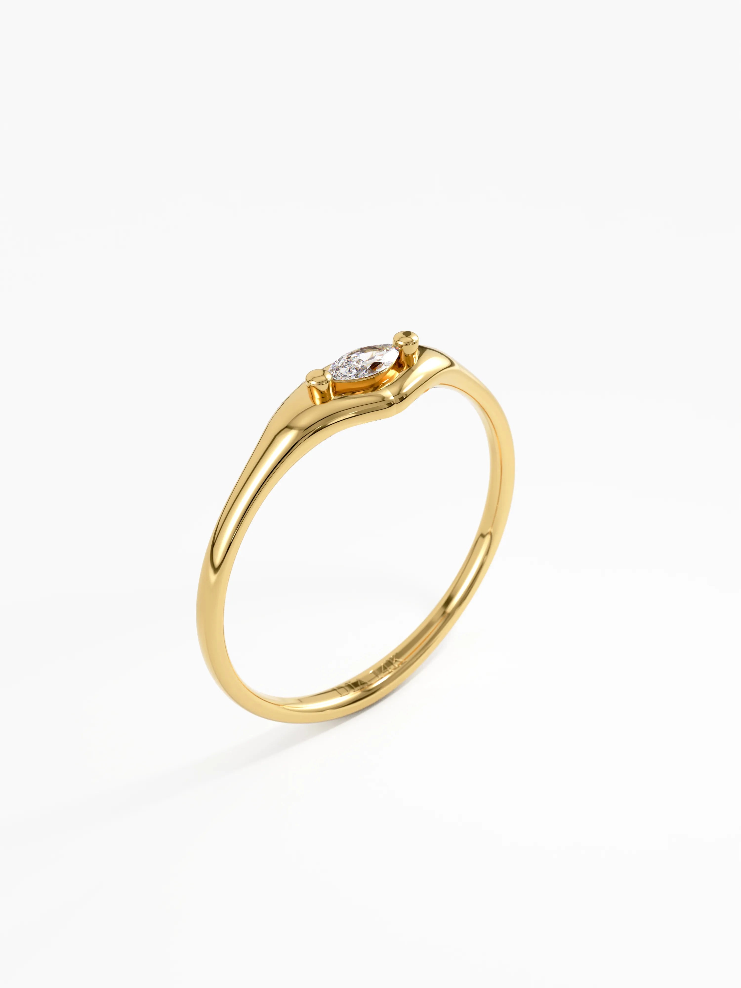 Marquise Diamond Signet Ring, solid gold ring, view 5 | DiaFifth