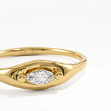 Marquise Diamond Signet Ring, solid gold ring, view 2 | DiaFifth