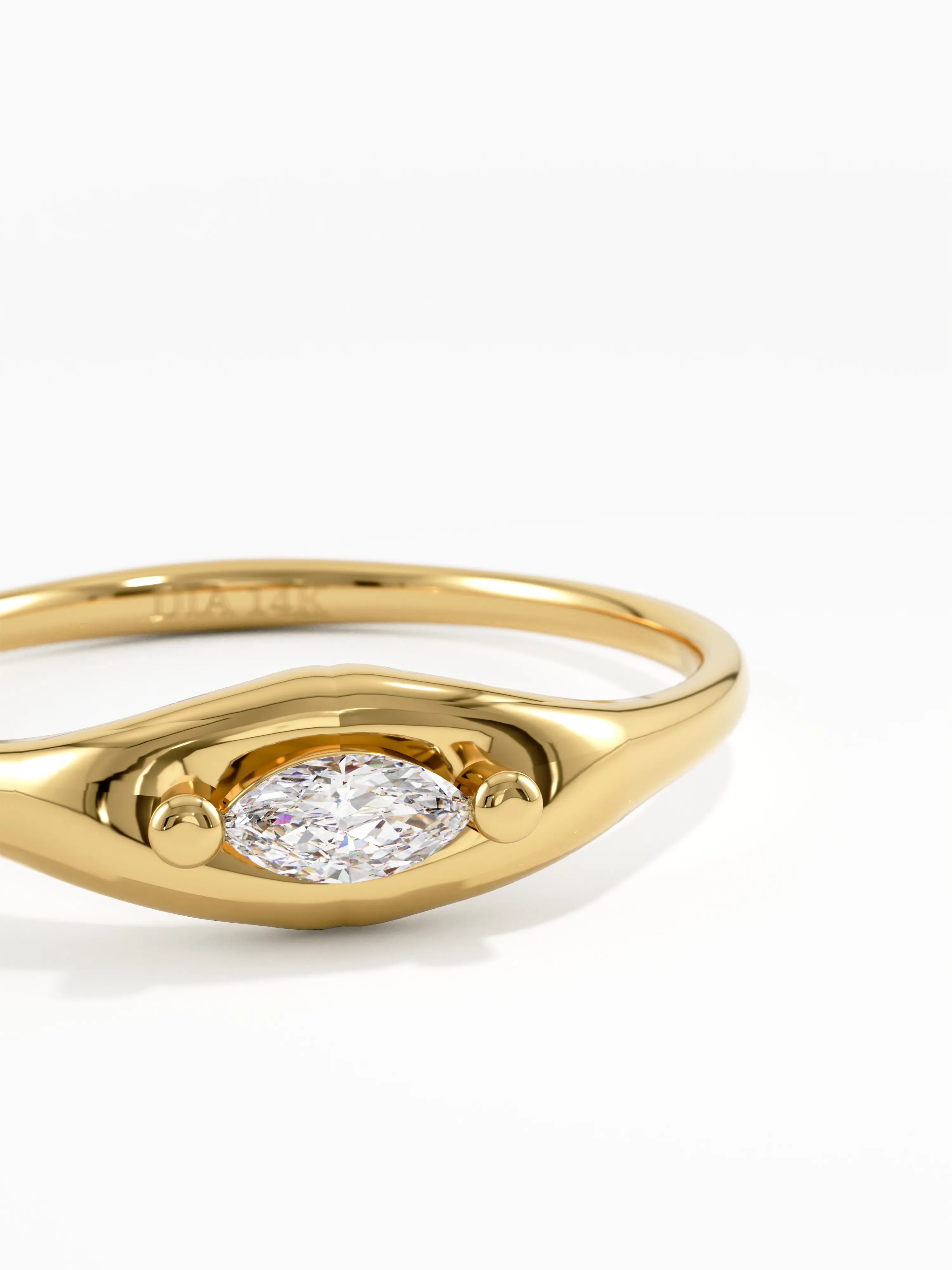Marquise Diamond Signet Ring, solid gold ring, view 2 | DiaFifth