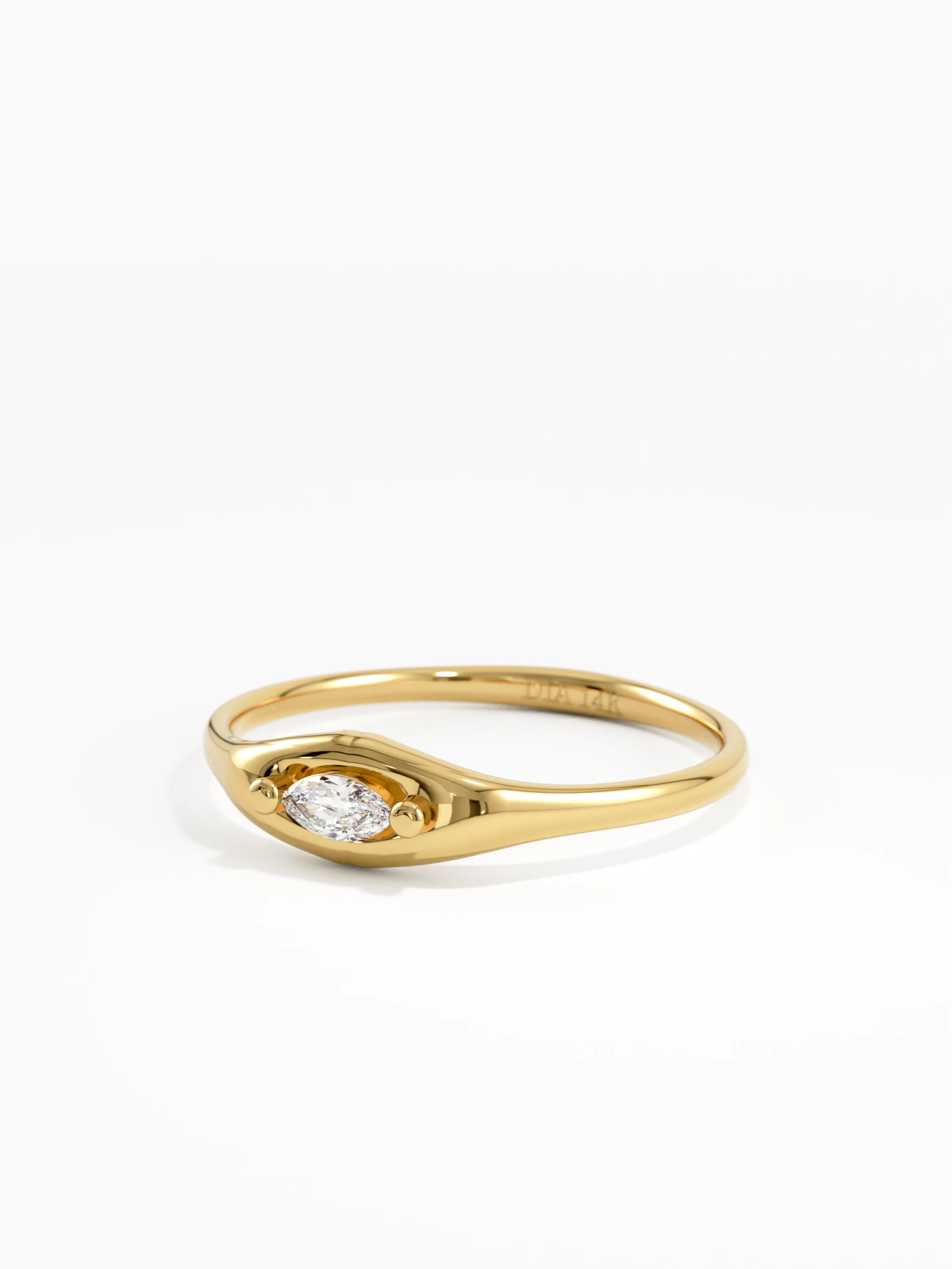Marquise Diamond Signet Ring, solid gold ring, view 8 | DiaFifth