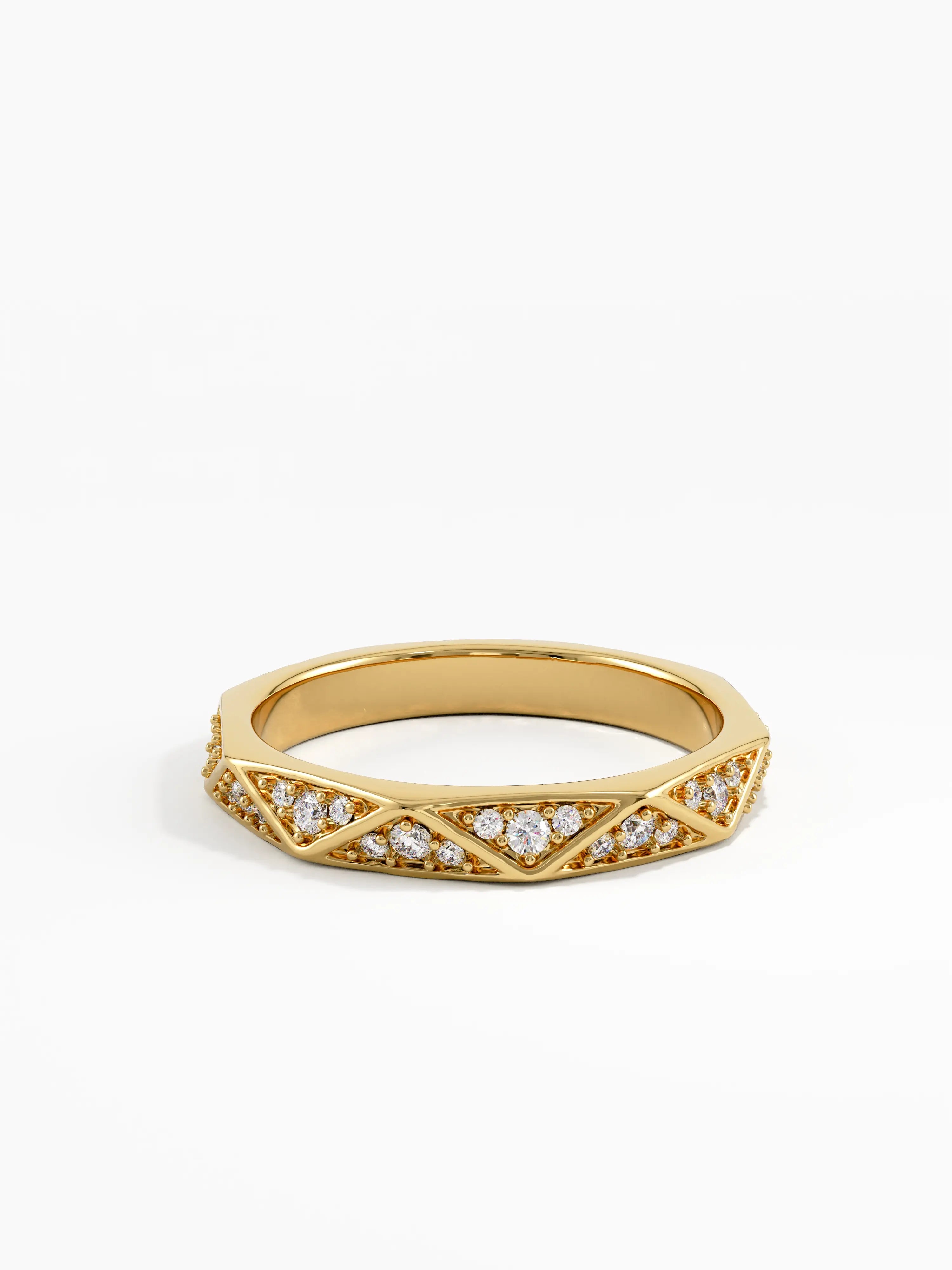 Triangle Wedding Band, solid gold ring, view 4 | DiaFifth