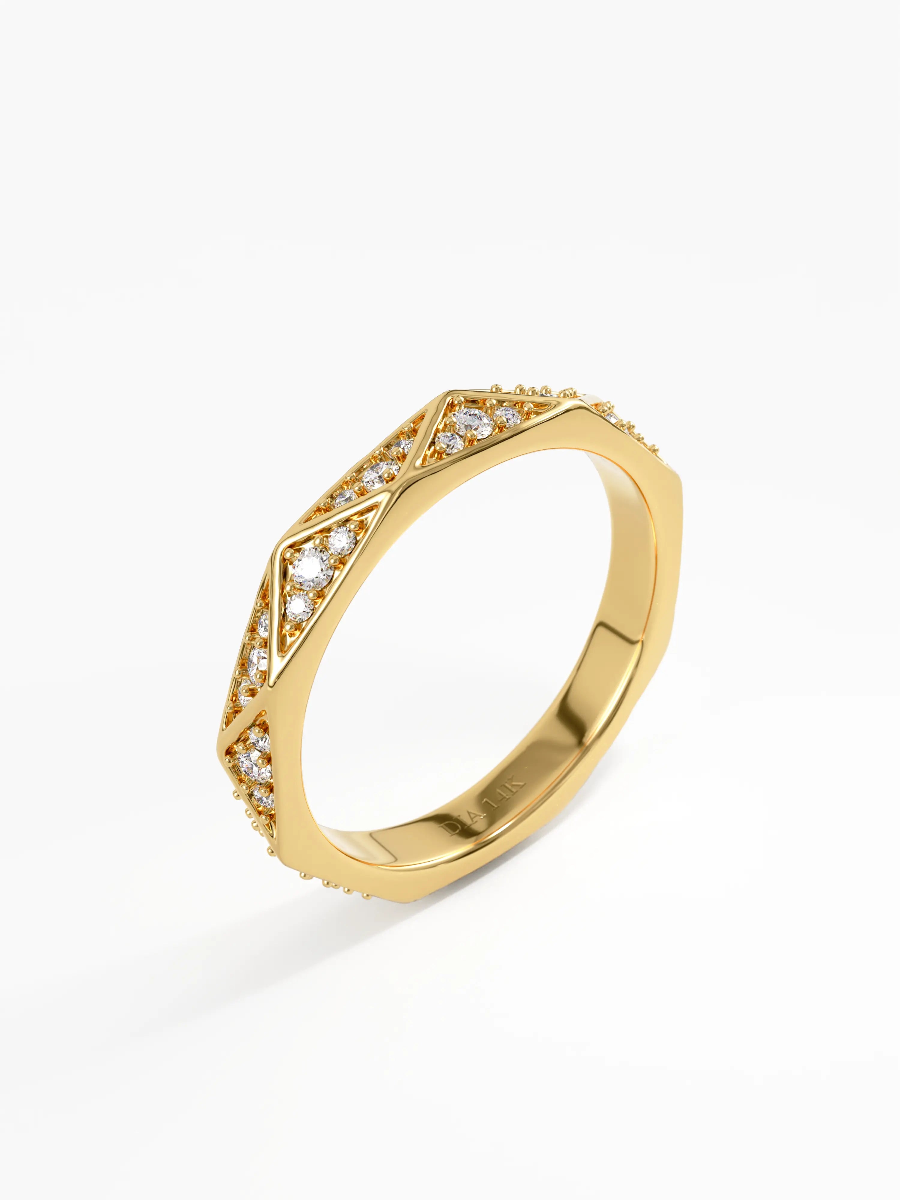 Triangle Wedding Band, solid gold ring, view 5 | DiaFifth