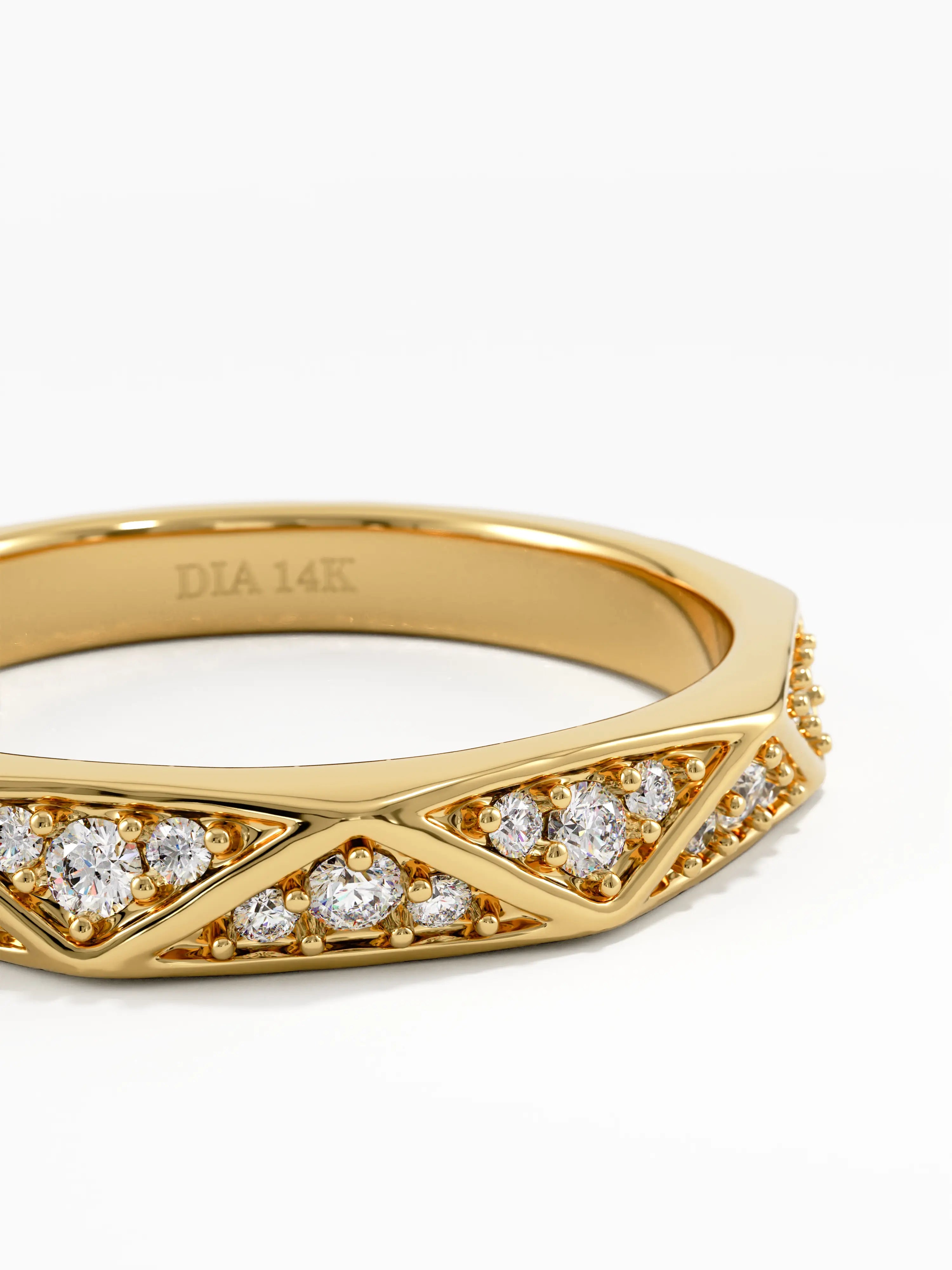 Triangle Wedding Band, solid gold ring, view 2 | DiaFifth