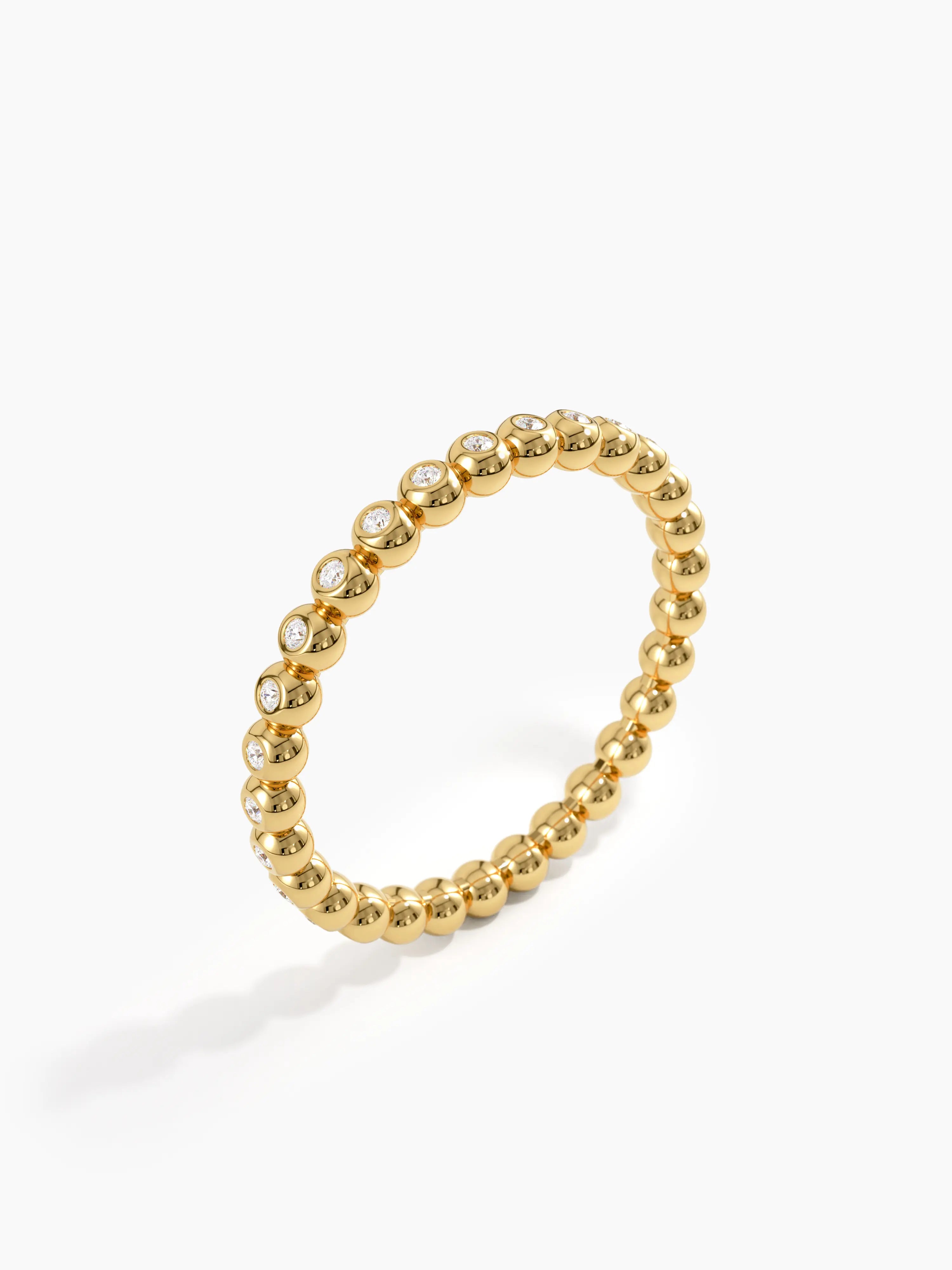 Beaded Wedding Ring, solid gold ring, view 5 | DiaFifth