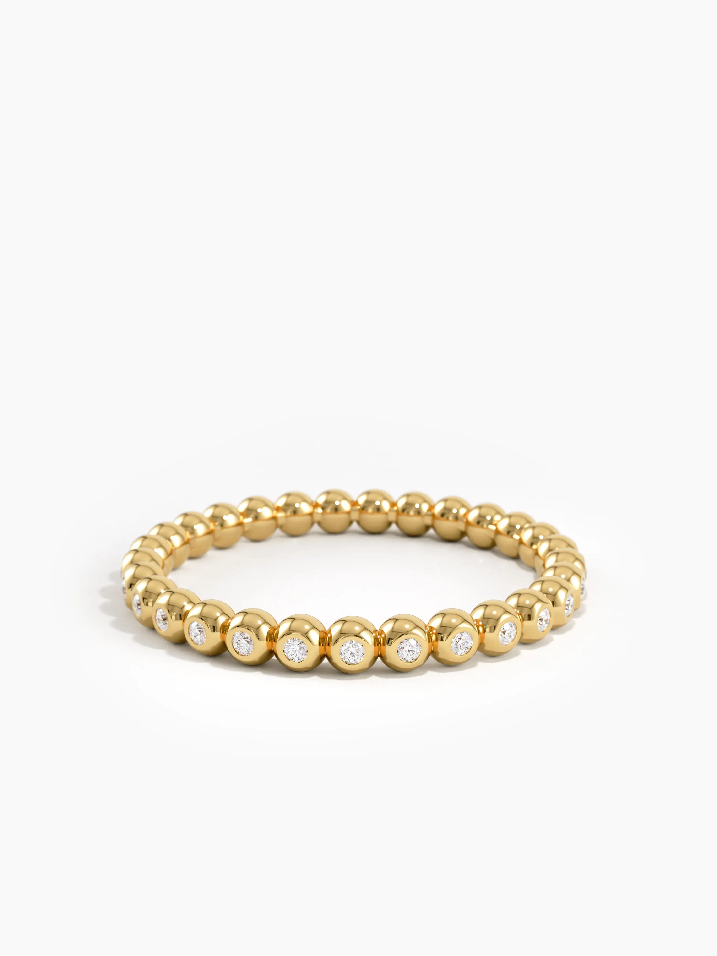 Beaded Wedding Ring, solid gold ring, view 4 | DiaFifth