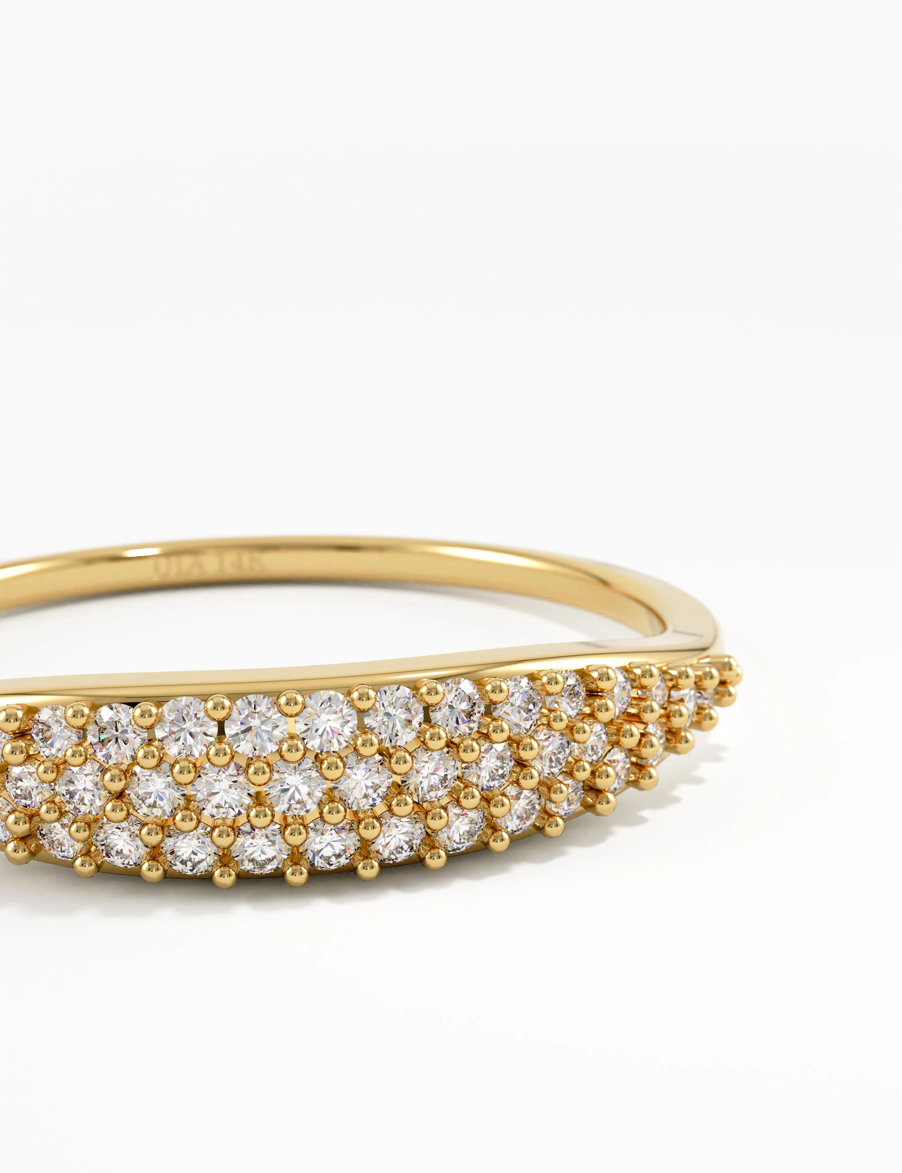 Pave Diamond Pinky Ring, solid gold ring, view 2 | DiaFifth