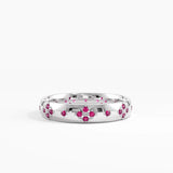 Pave Ruby Wedding Band, solid gold ring, view 7 | DiaFifth