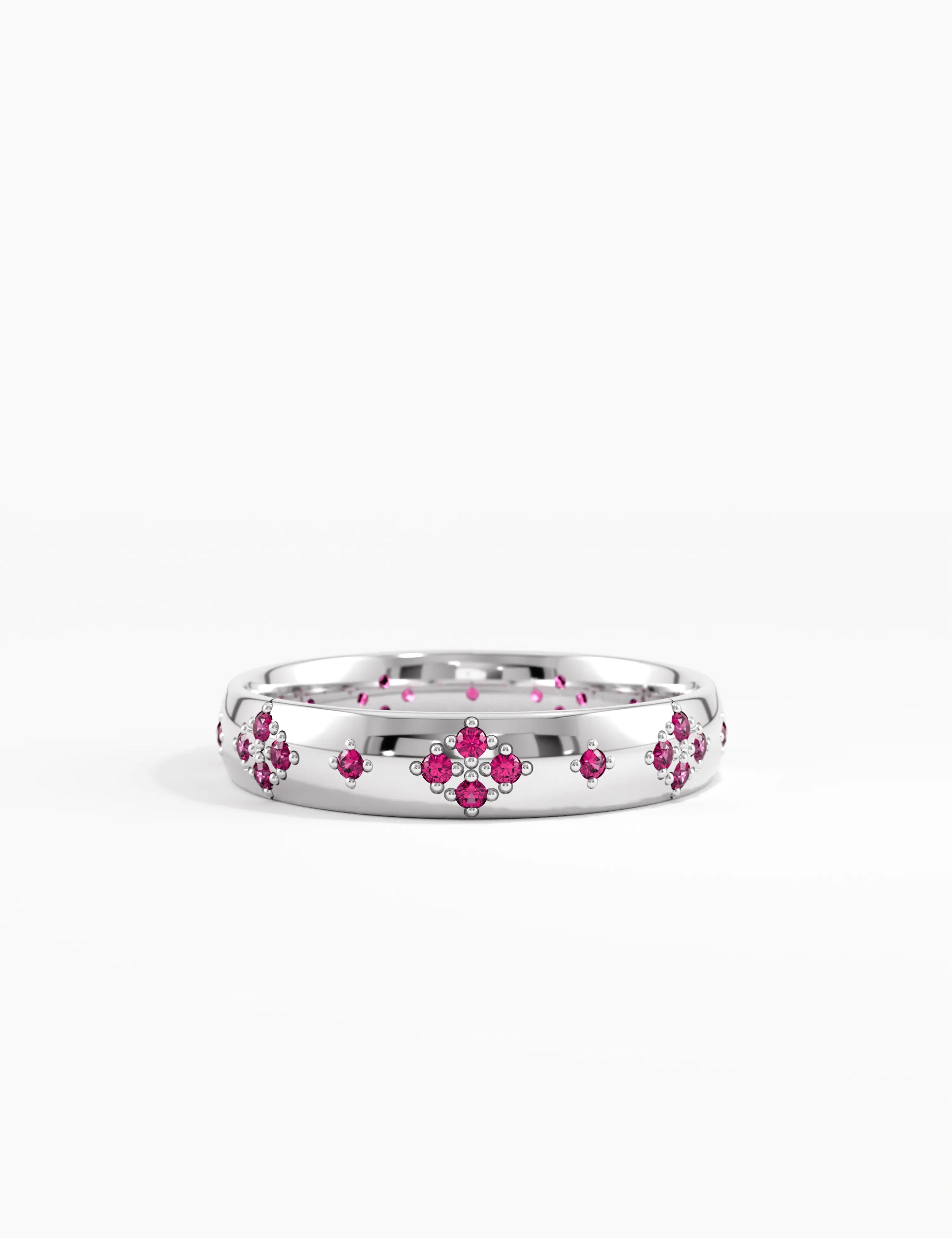 Pave Ruby Wedding Band, solid gold ring, view 7 | DiaFifth