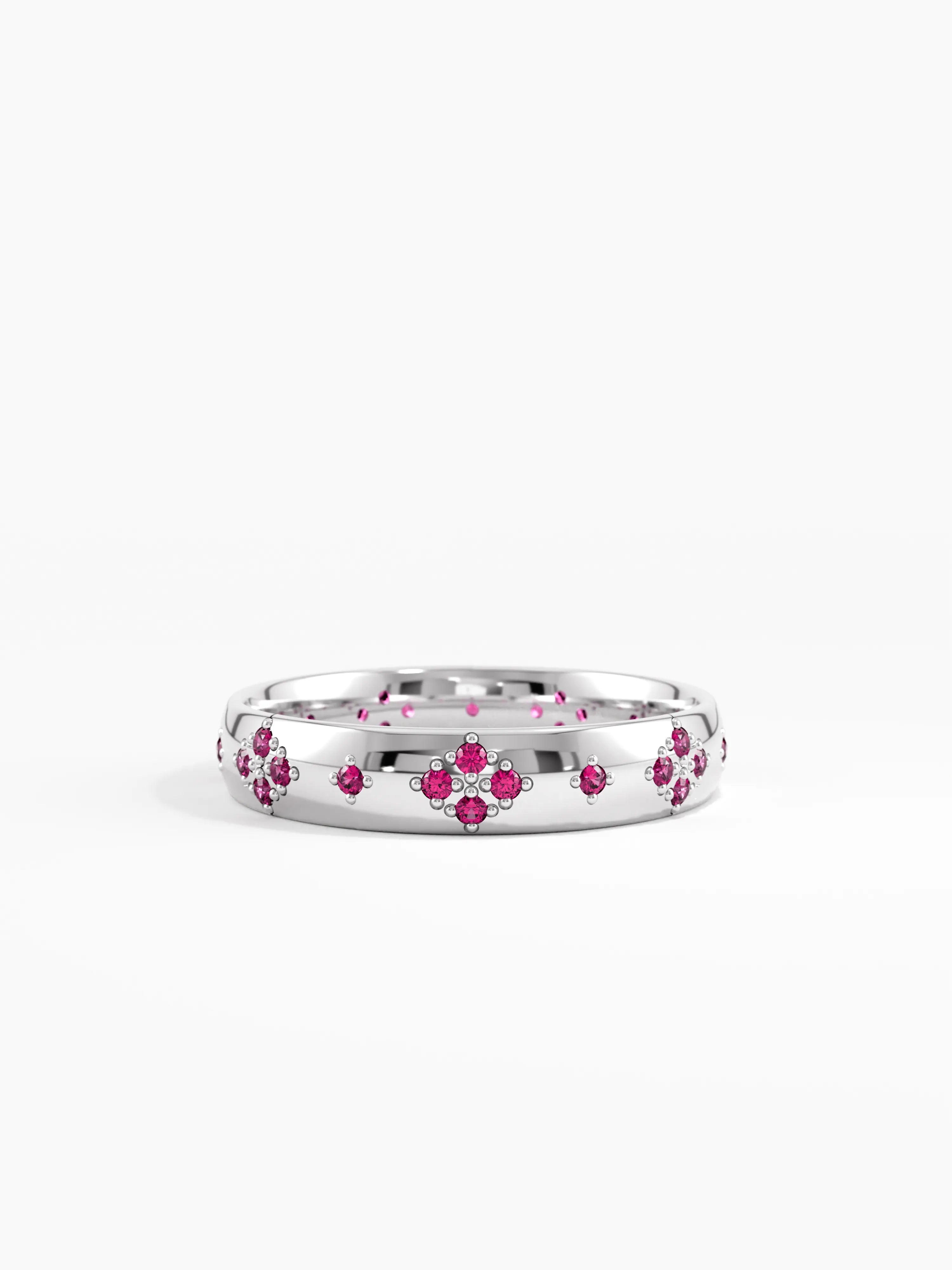 Pave Ruby Wedding Band, solid gold ring, view 7 | DiaFifth