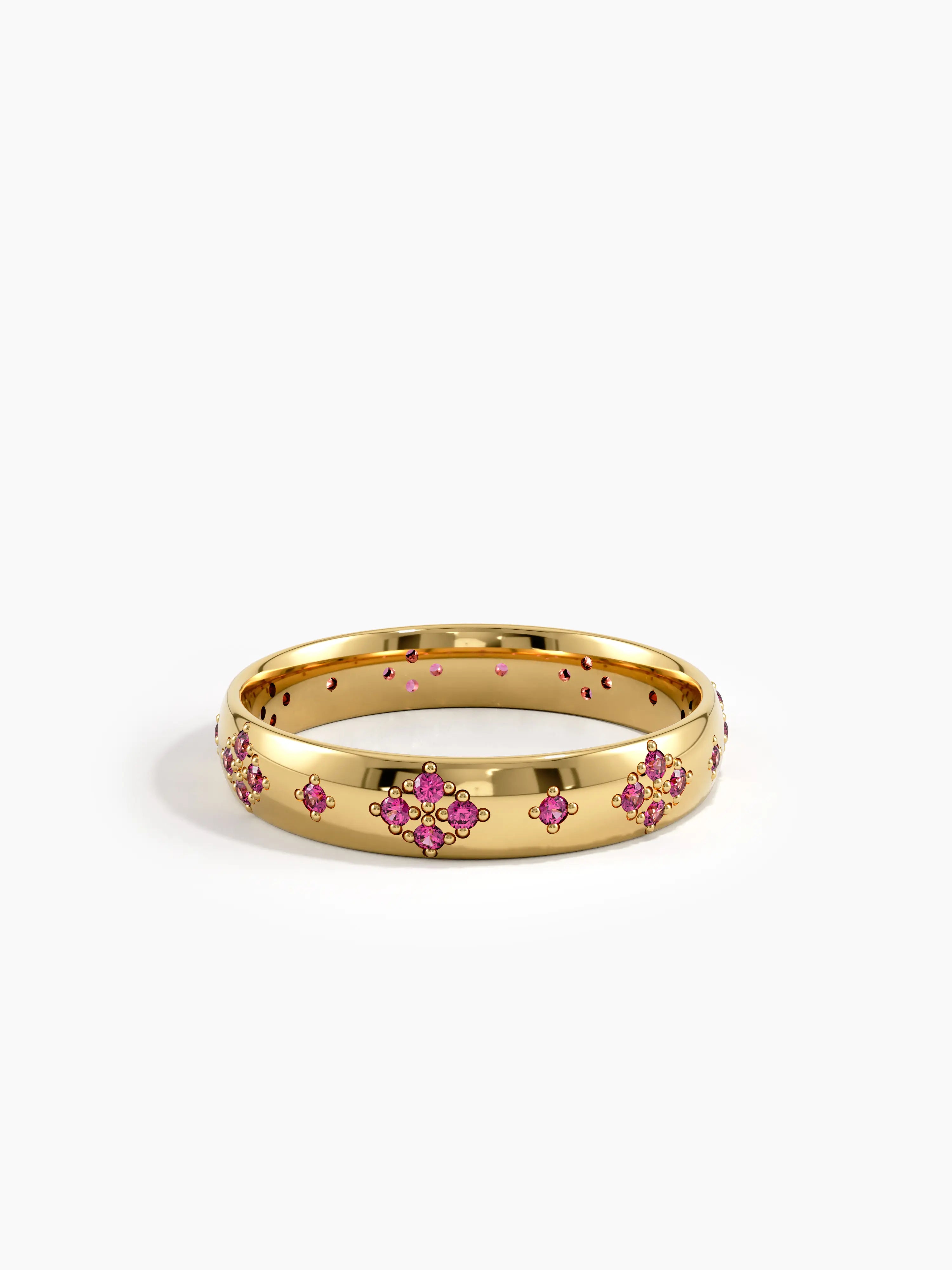Pave Ruby Wedding Band, solid gold ring, view 8 | DiaFifth