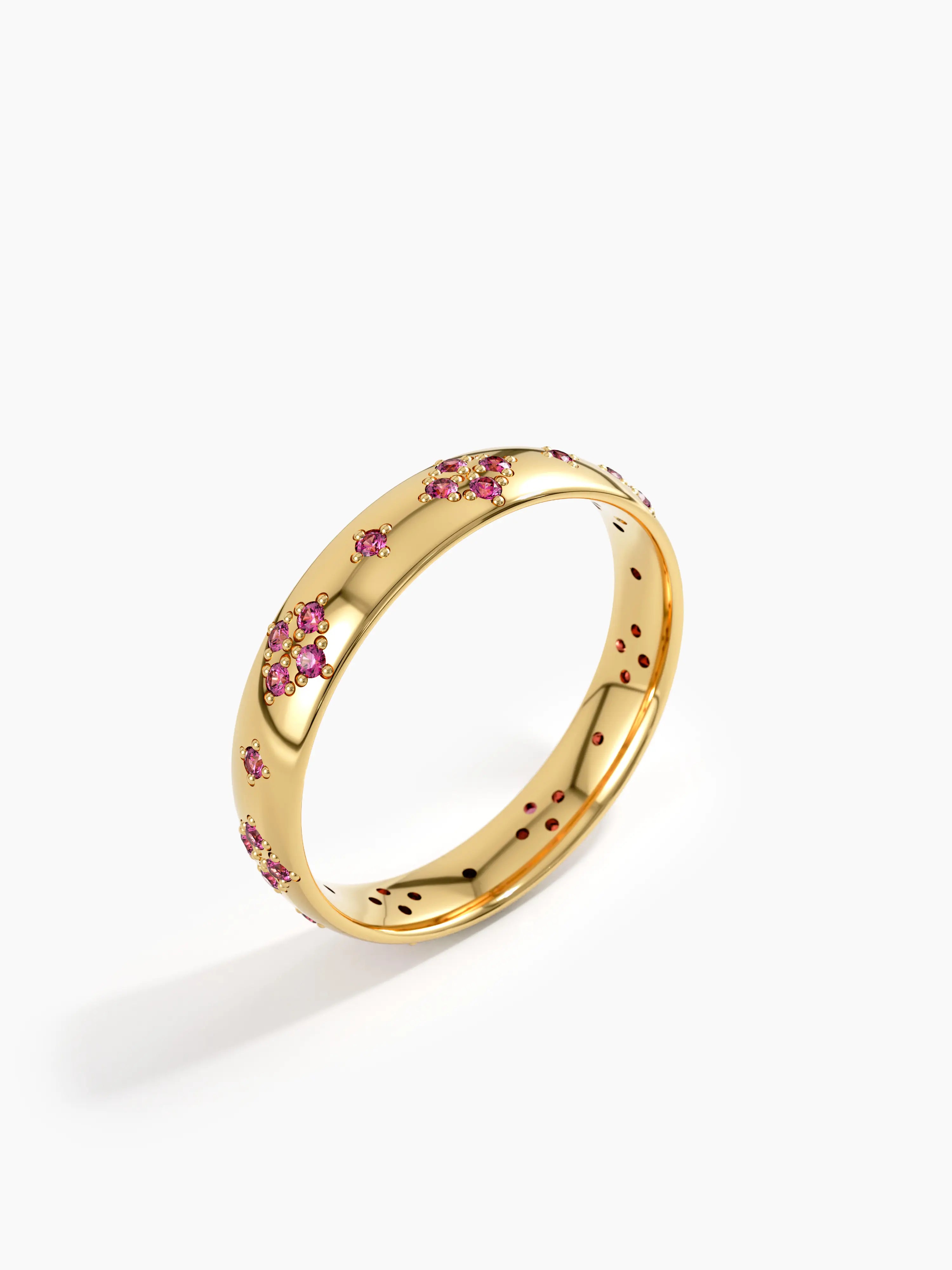 Pave Ruby Wedding Band, solid gold ring, view 5 | DiaFifth