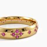 Pave Ruby Wedding Band, solid gold ring, view 2 | DiaFifth