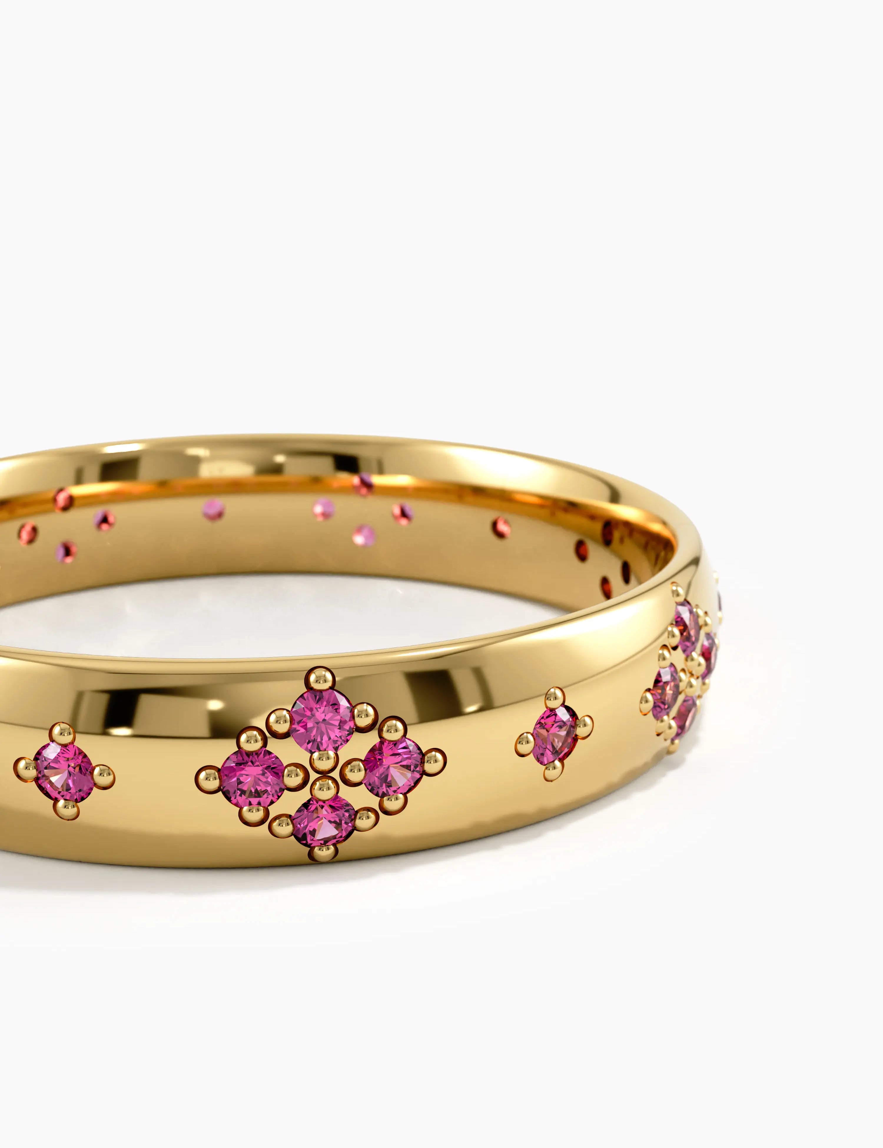 Pave Ruby Wedding Band, solid gold ring, view 2 | DiaFifth