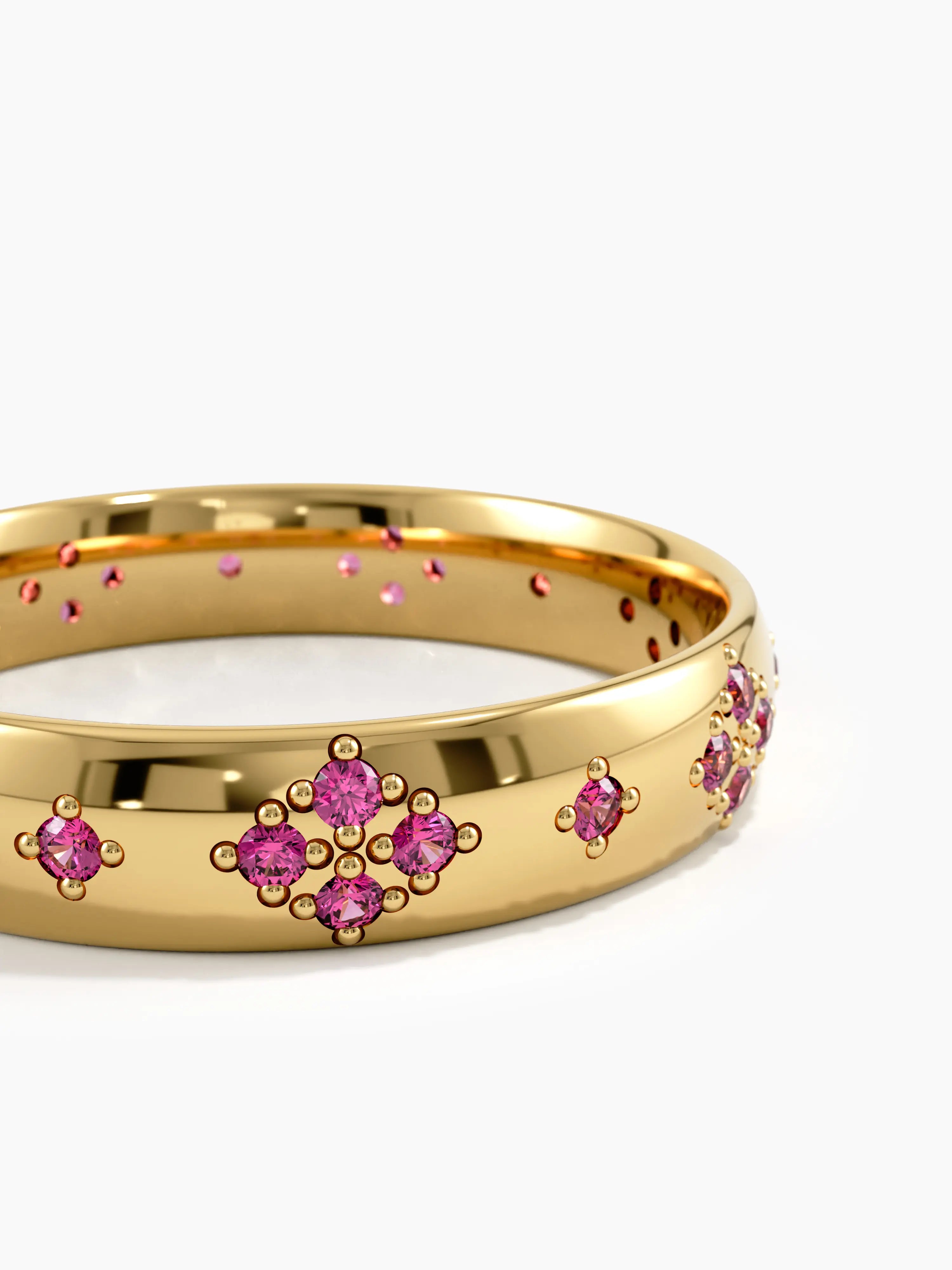 Pave Ruby Wedding Band, solid gold ring, view 2 | DiaFifth