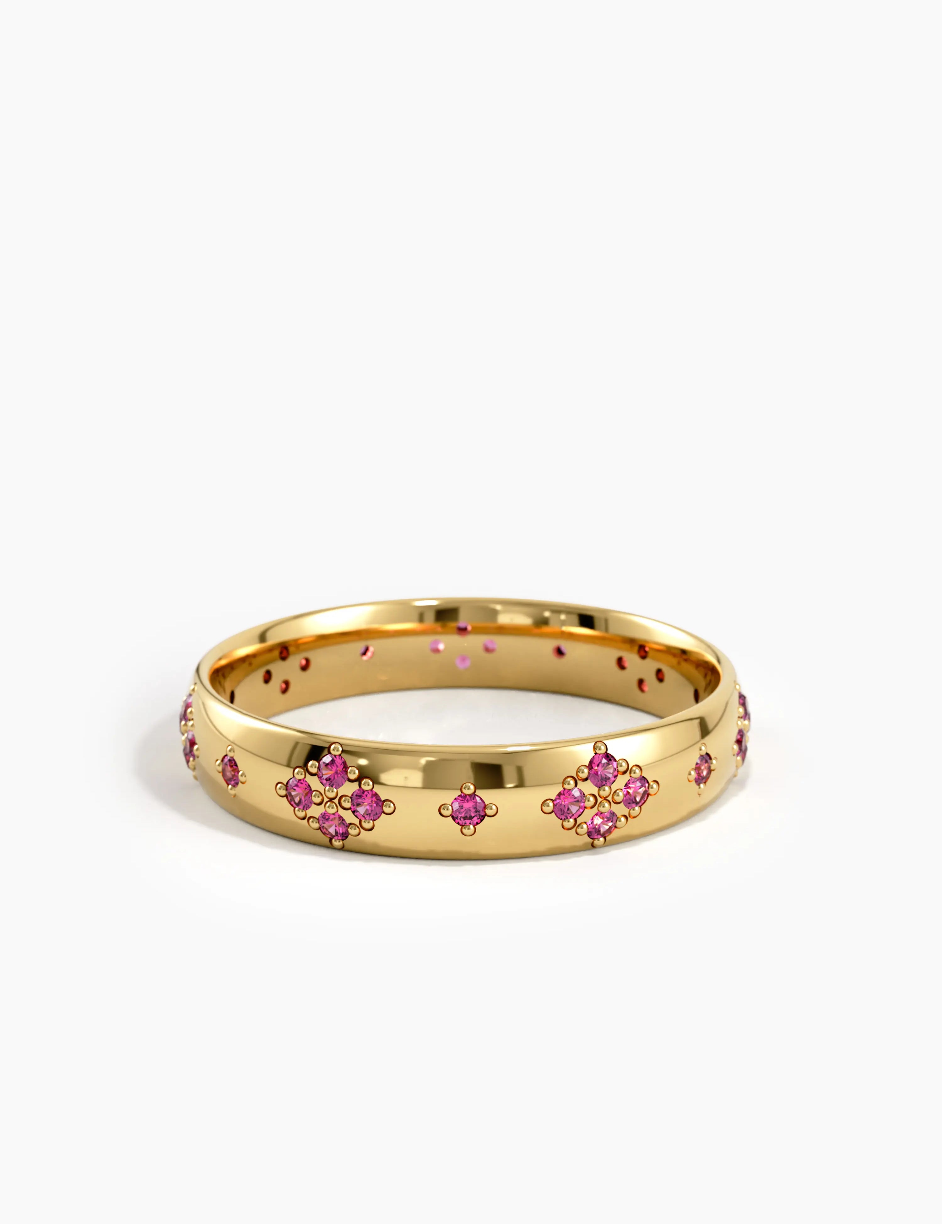 Pave Ruby Wedding Band, solid gold ring, view 4 | DiaFifth