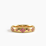 Pave Ruby Wedding Band, solid gold ring | DiaFifth