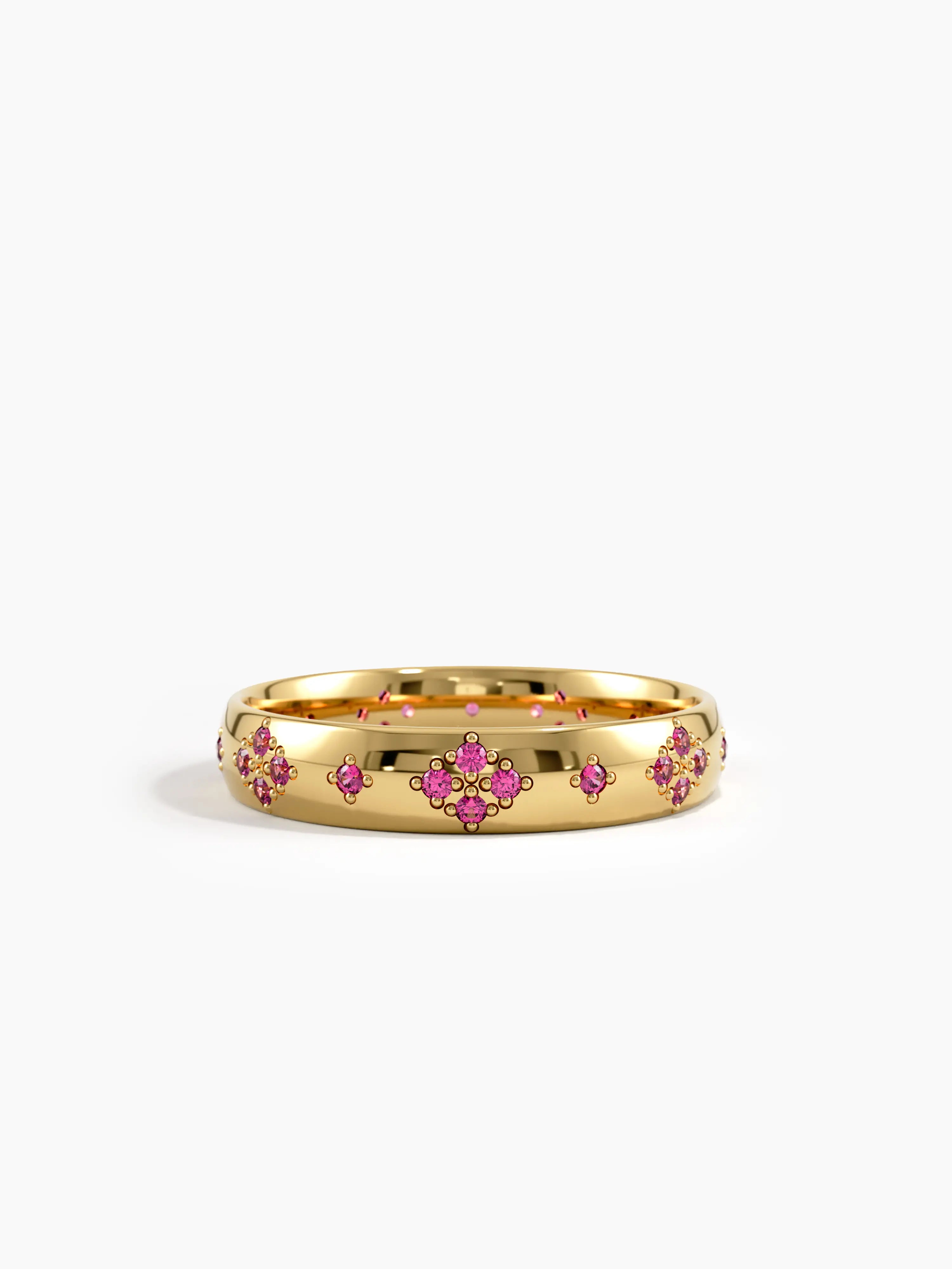 Pave Ruby Wedding Band, solid gold ring | DiaFifth