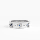 Sapphire Flower Wedding Band, solid gold ring, view 7 | DiaFifth