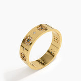 Sapphire Flower Wedding Band, solid gold ring, view 5 | DiaFifth