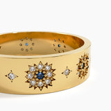 Sapphire Flower Wedding Band, solid gold ring, view 2 | DiaFifth