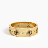 Sapphire Flower Wedding Band, solid gold ring, view 4 | DiaFifth