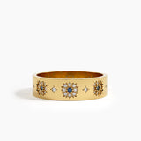Sapphire Flower Wedding Band, solid gold ring | DiaFifth