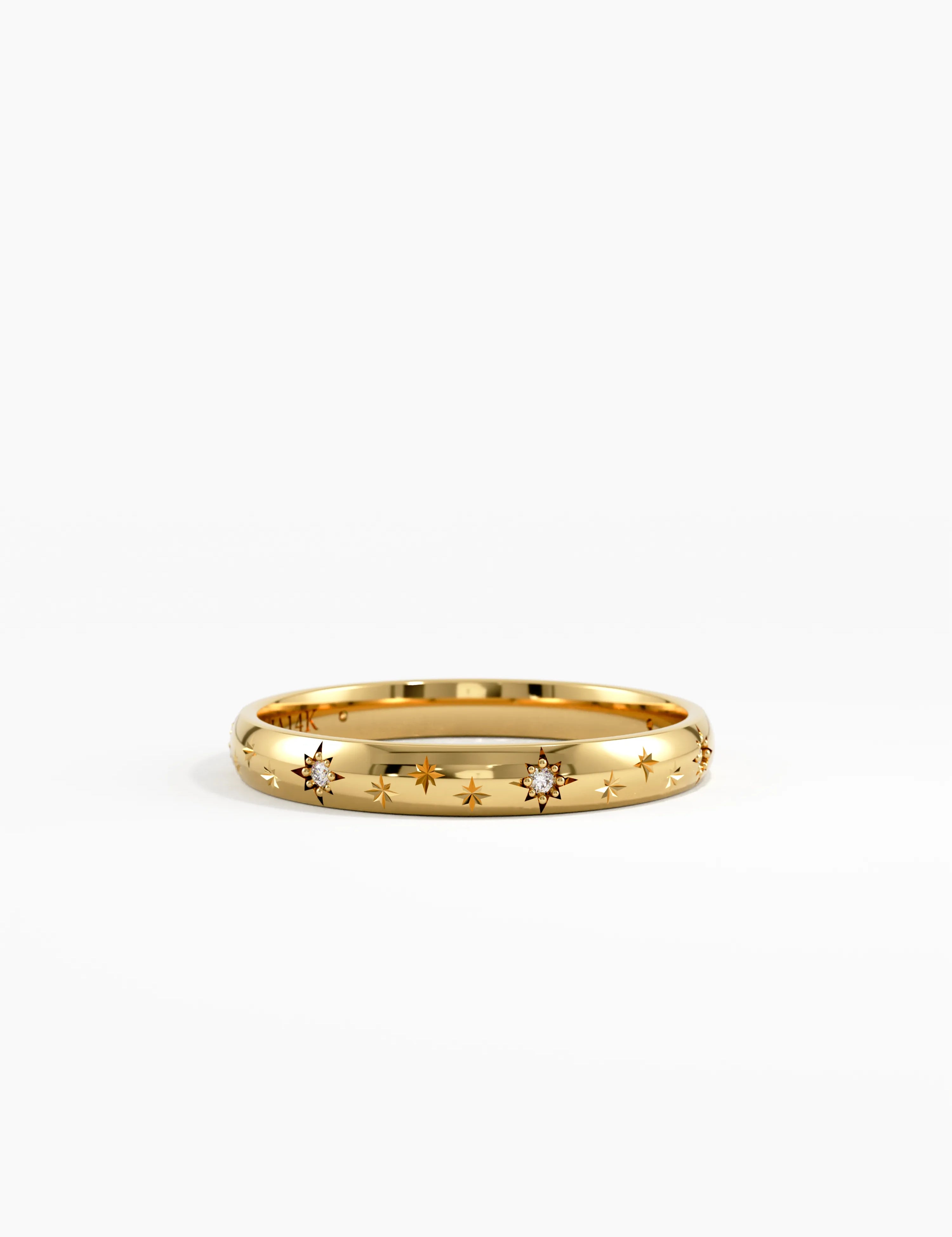 Celetial Wedding Band, solid gold ring | DiaFifth