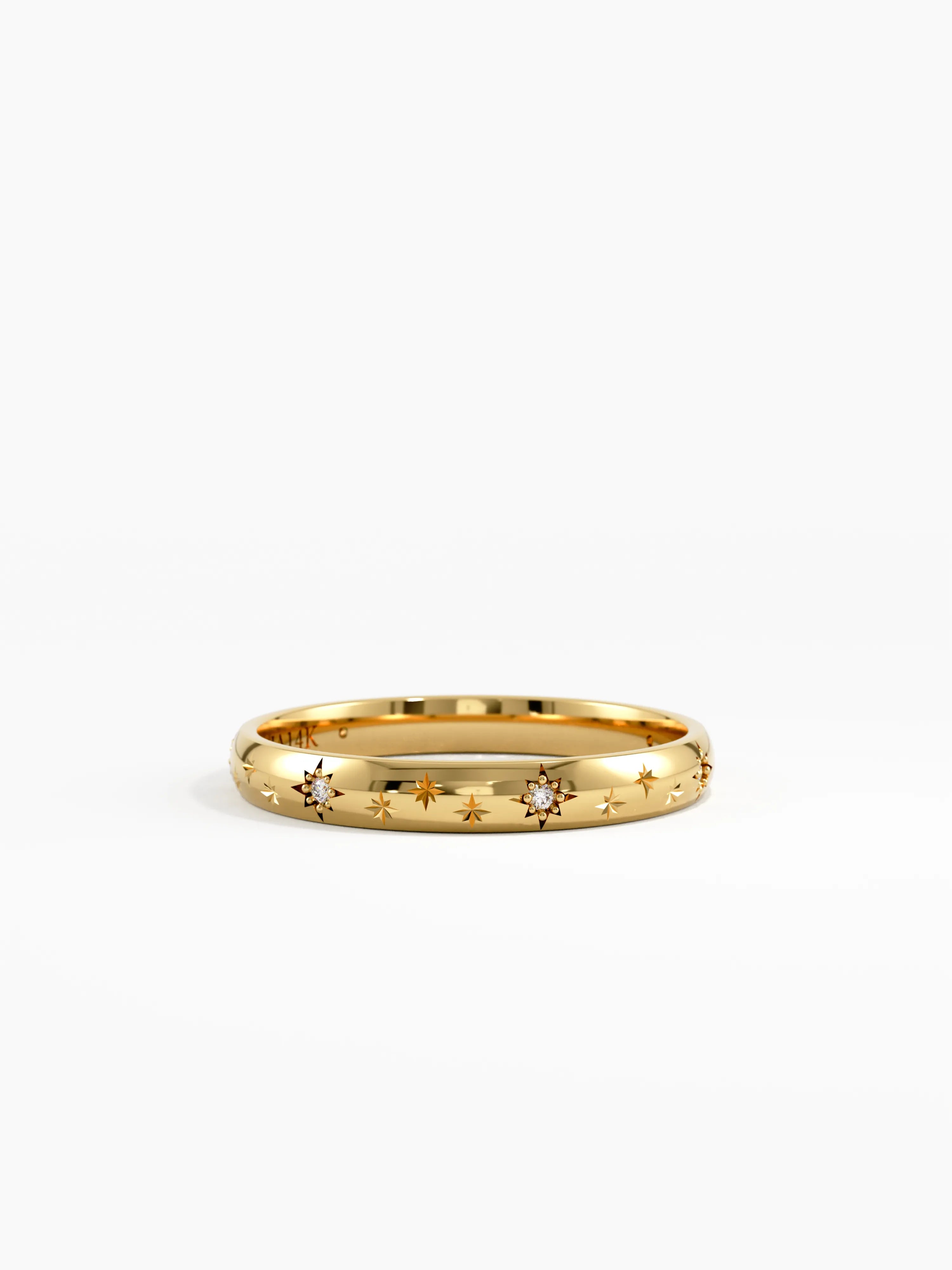 Celetial Wedding Band, solid gold ring | DiaFifth