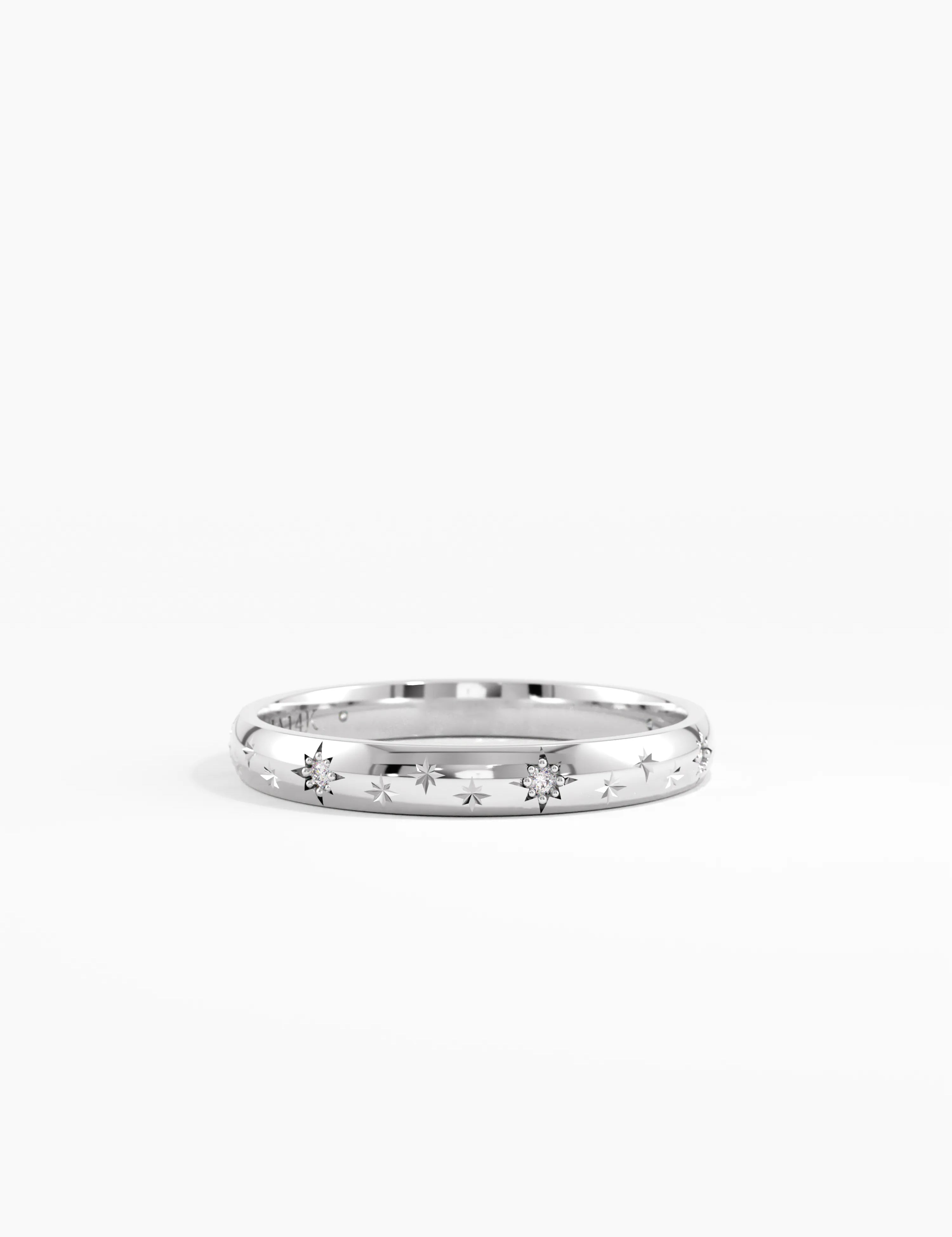 Celetial Wedding Band, solid gold ring, view 7 | DiaFifth