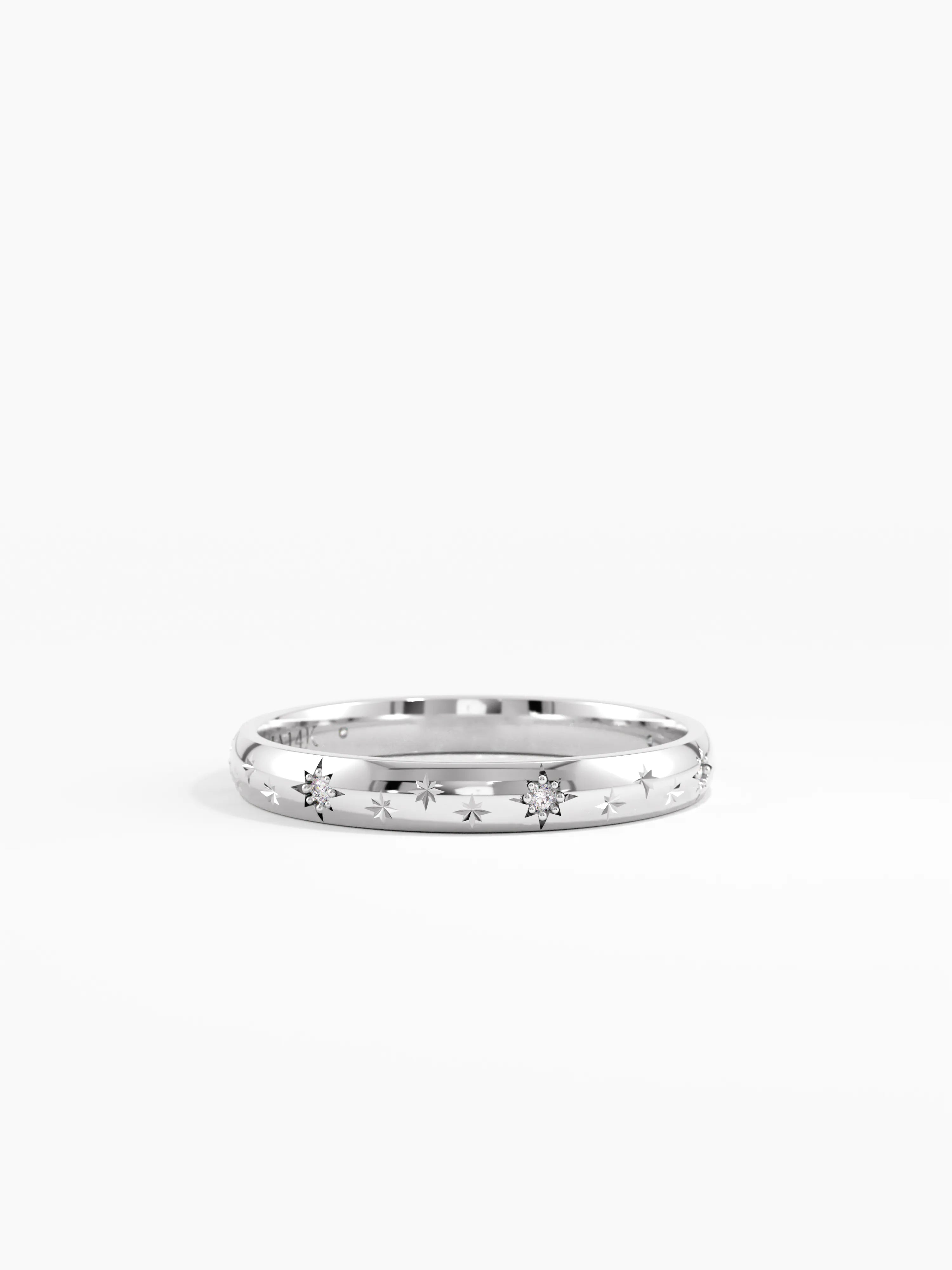Celetial Wedding Band, solid gold ring, view 7 | DiaFifth