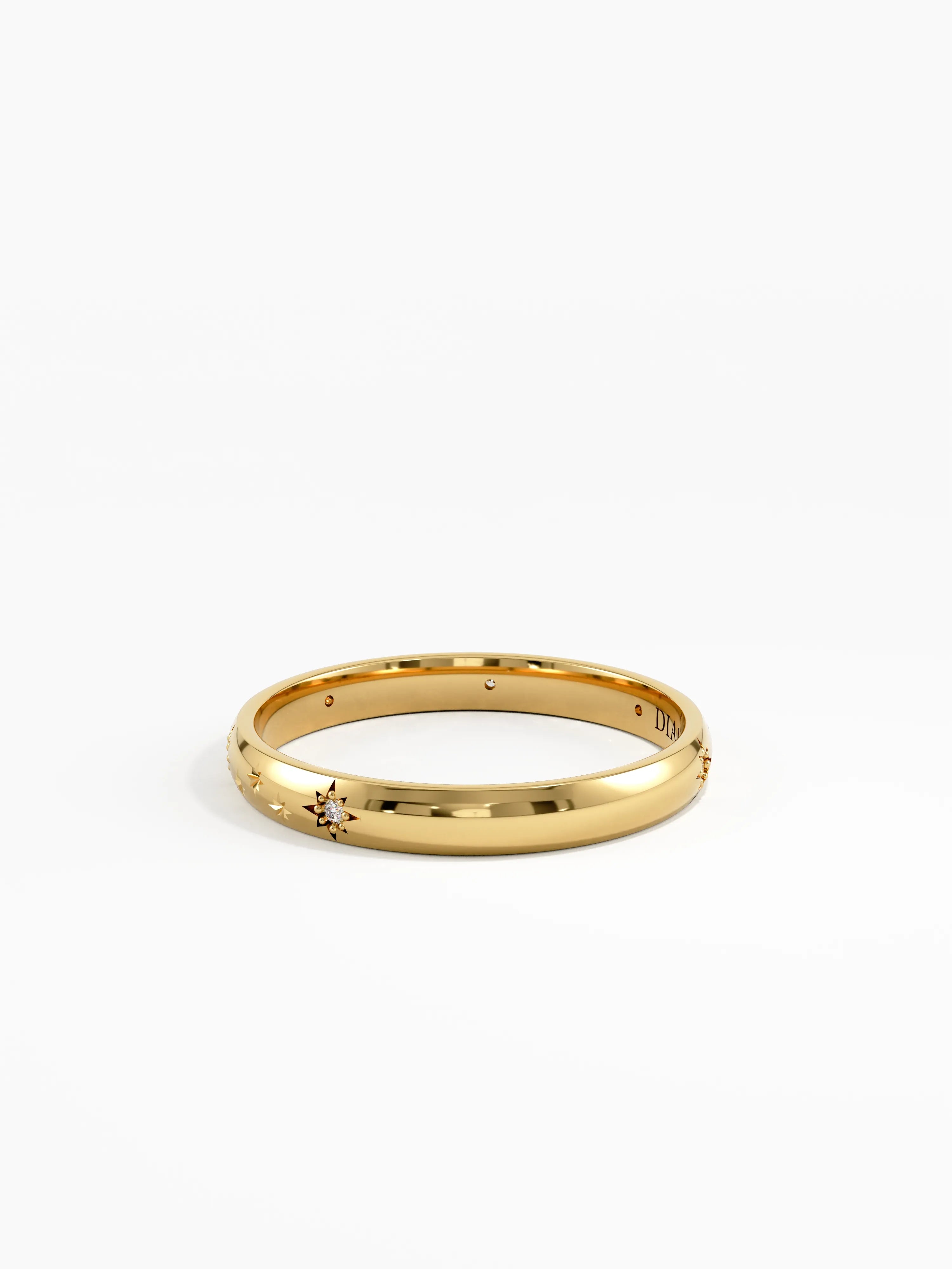 Celetial Wedding Band, solid gold ring, view 4 | DiaFifth