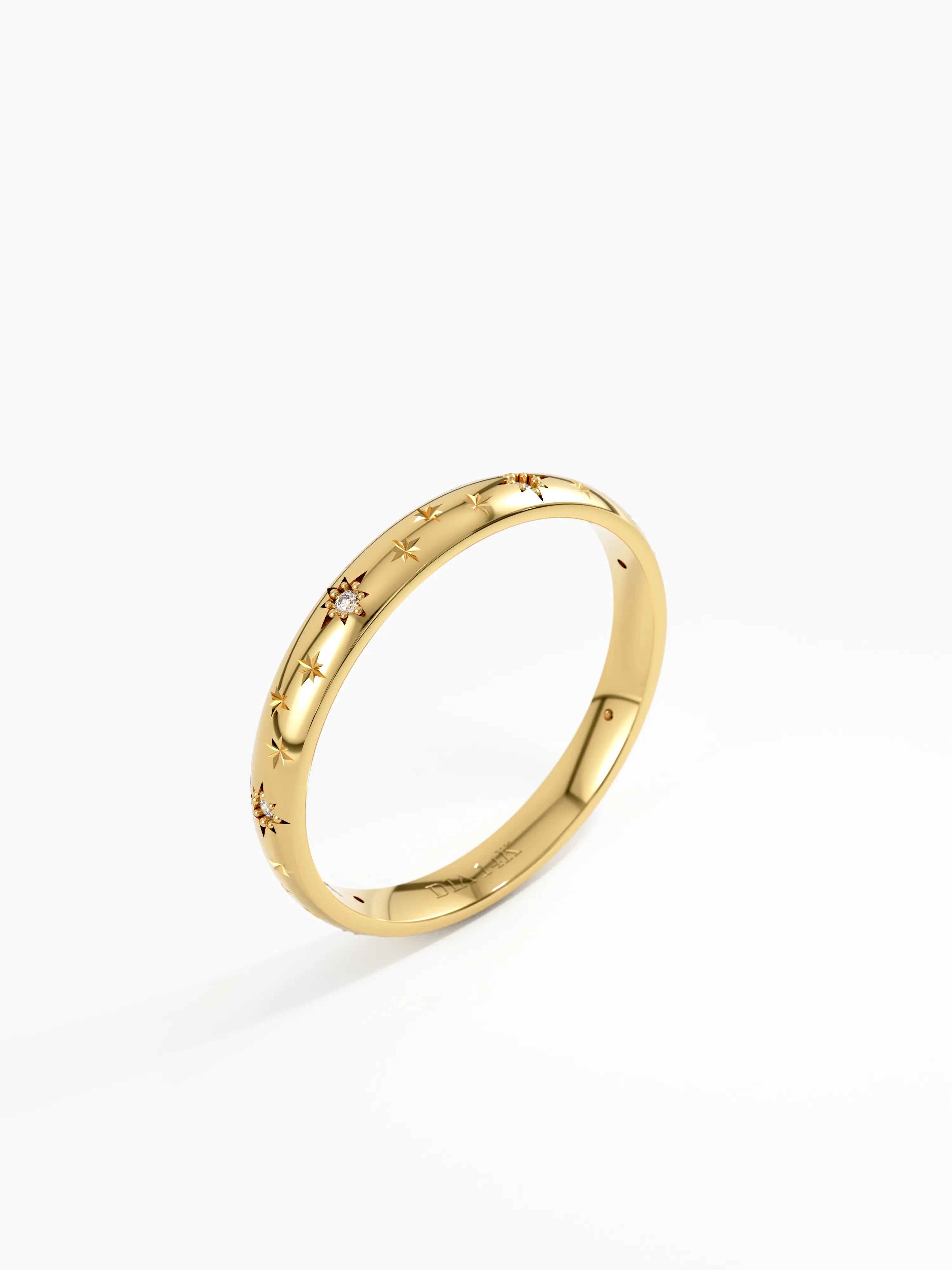 Celetial Wedding Band, solid gold ring, view 5 | DiaFifth