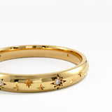 Celetial Wedding Band, solid gold ring, view 2 | DiaFifth