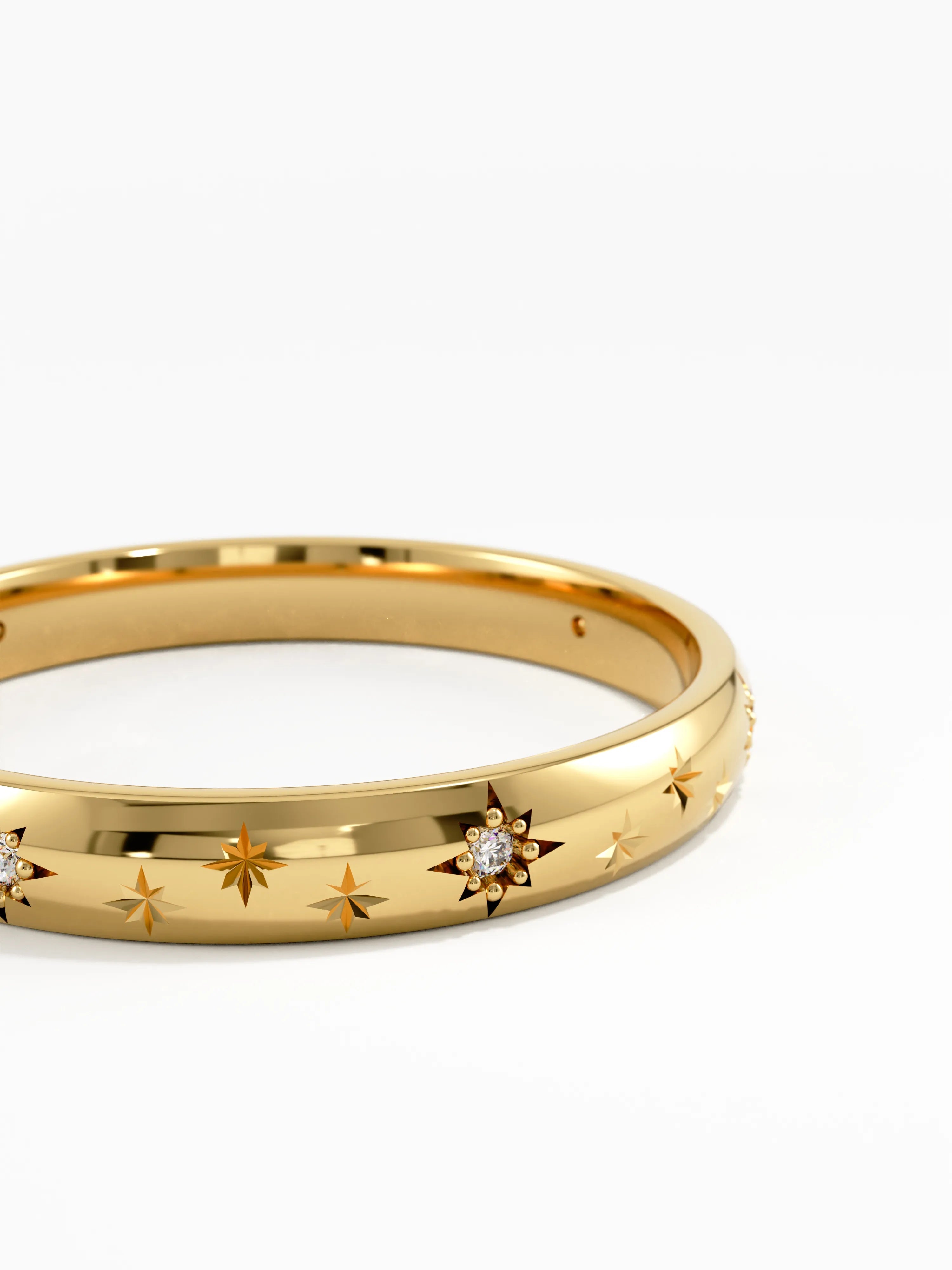Celetial Wedding Band, solid gold ring, view 2 | DiaFifth
