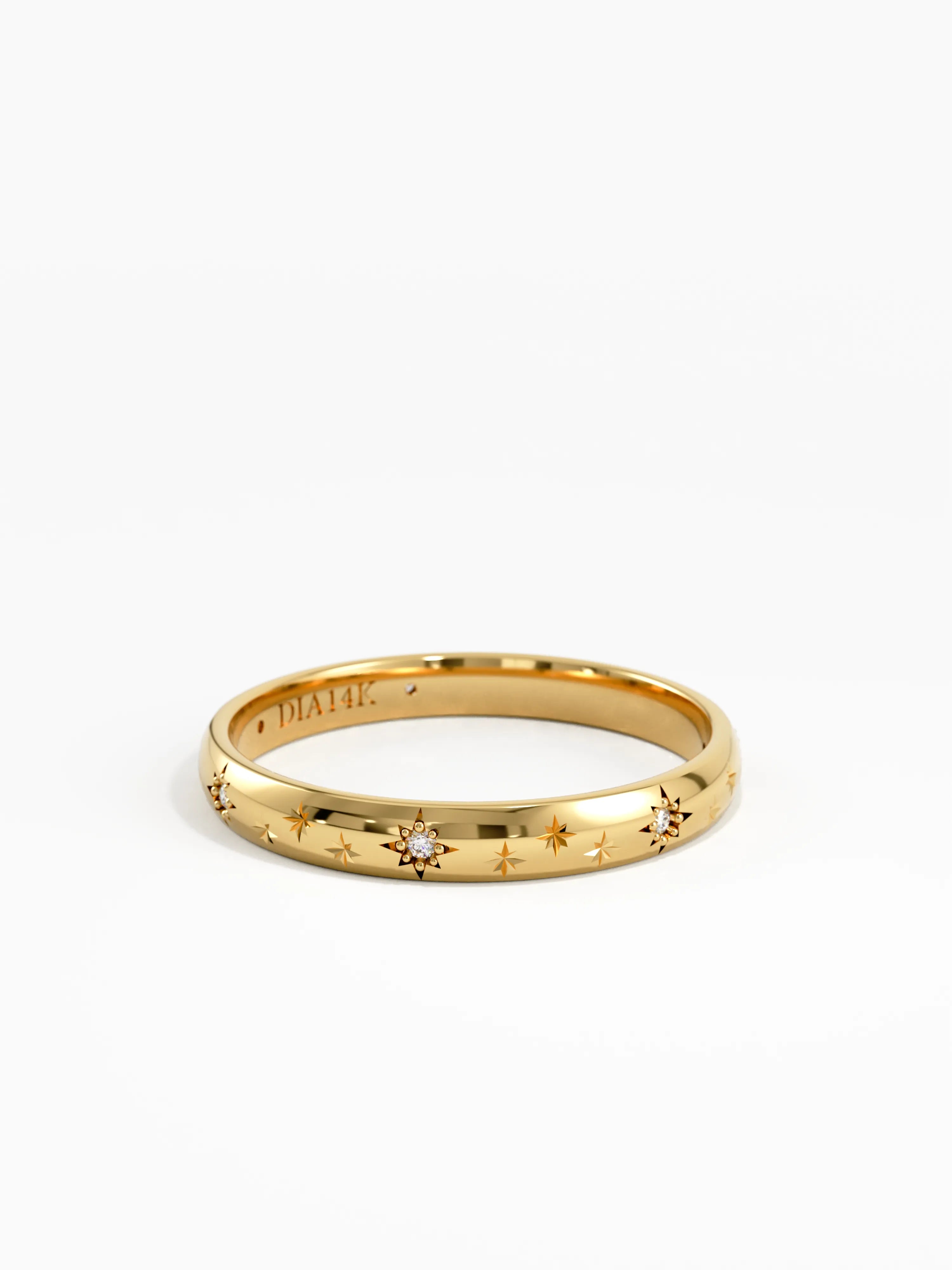 Celetial Wedding Band, solid gold ring, view 8 | DiaFifth