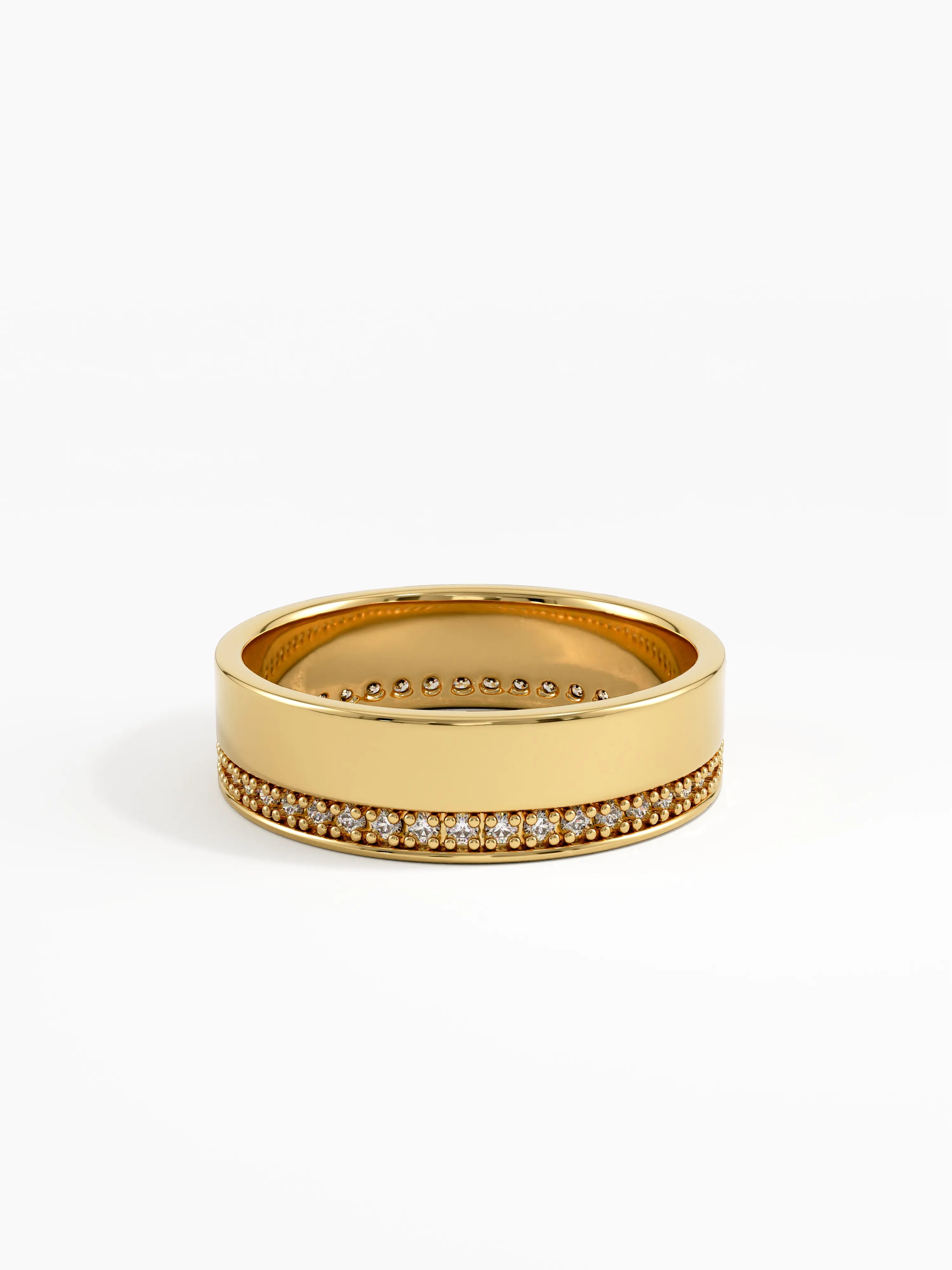 Channel Pave Wedding Band, solid gold ring, view 8 | DiaFifth