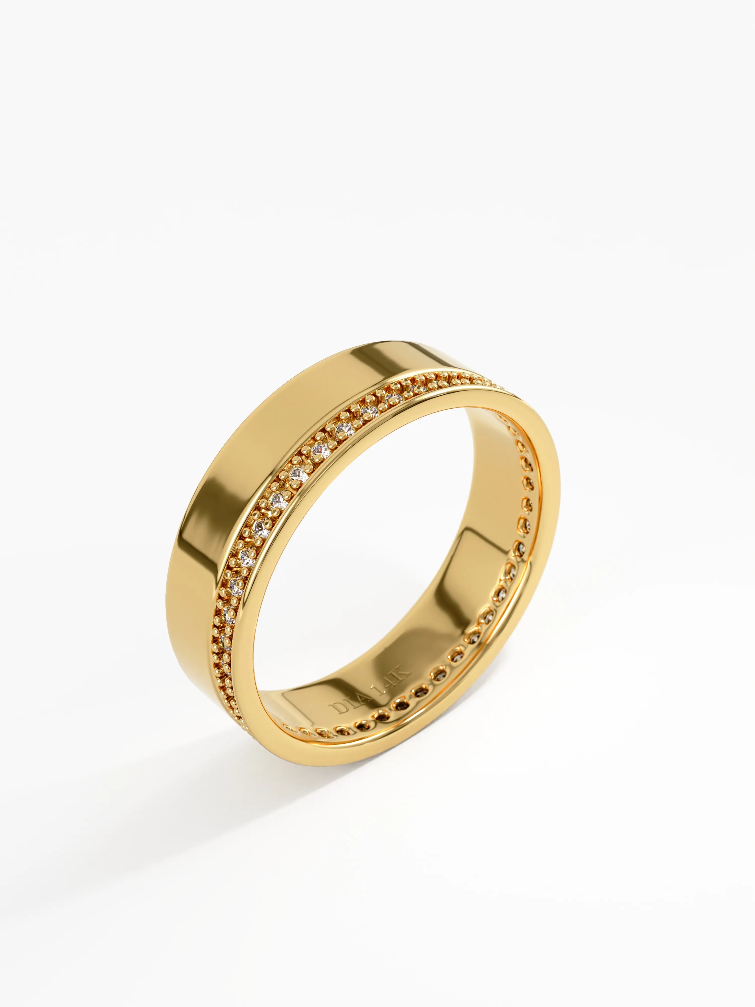 Channel Pave Wedding Band, solid gold ring, view 5 | DiaFifth