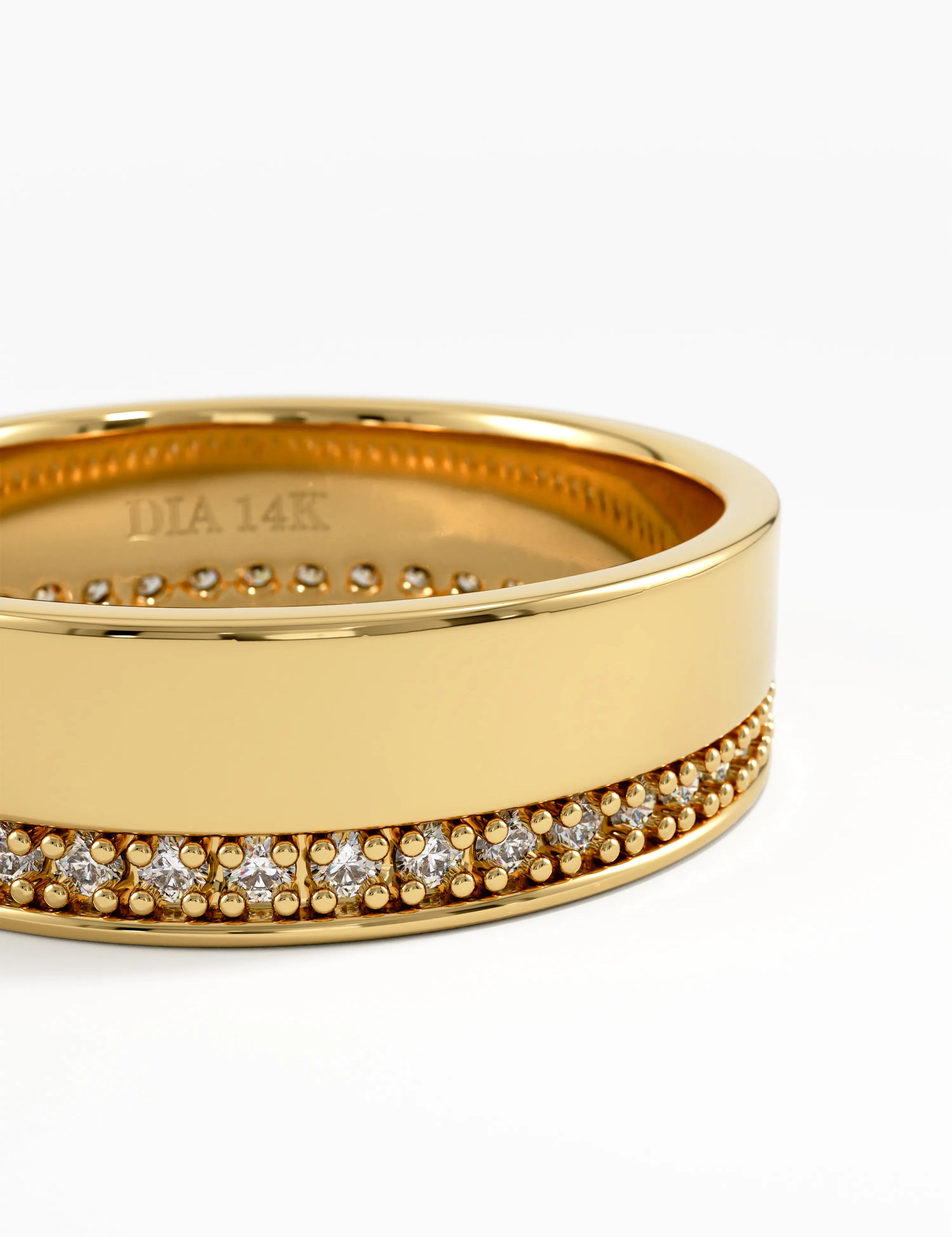 Channel Pave Wedding Band, solid gold ring, view 2 | DiaFifth