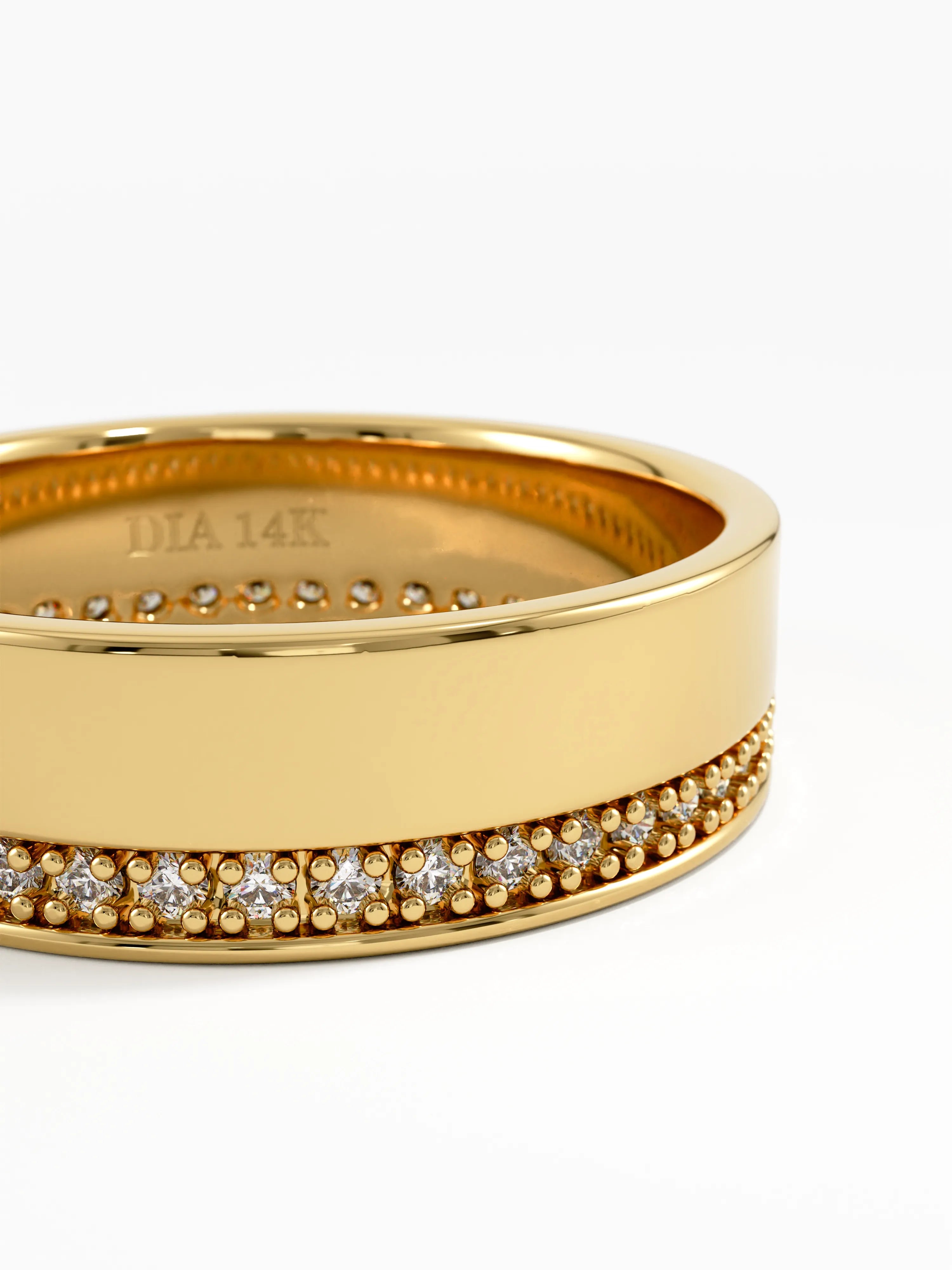 Channel Pave Wedding Band, solid gold ring, view 2 | DiaFifth