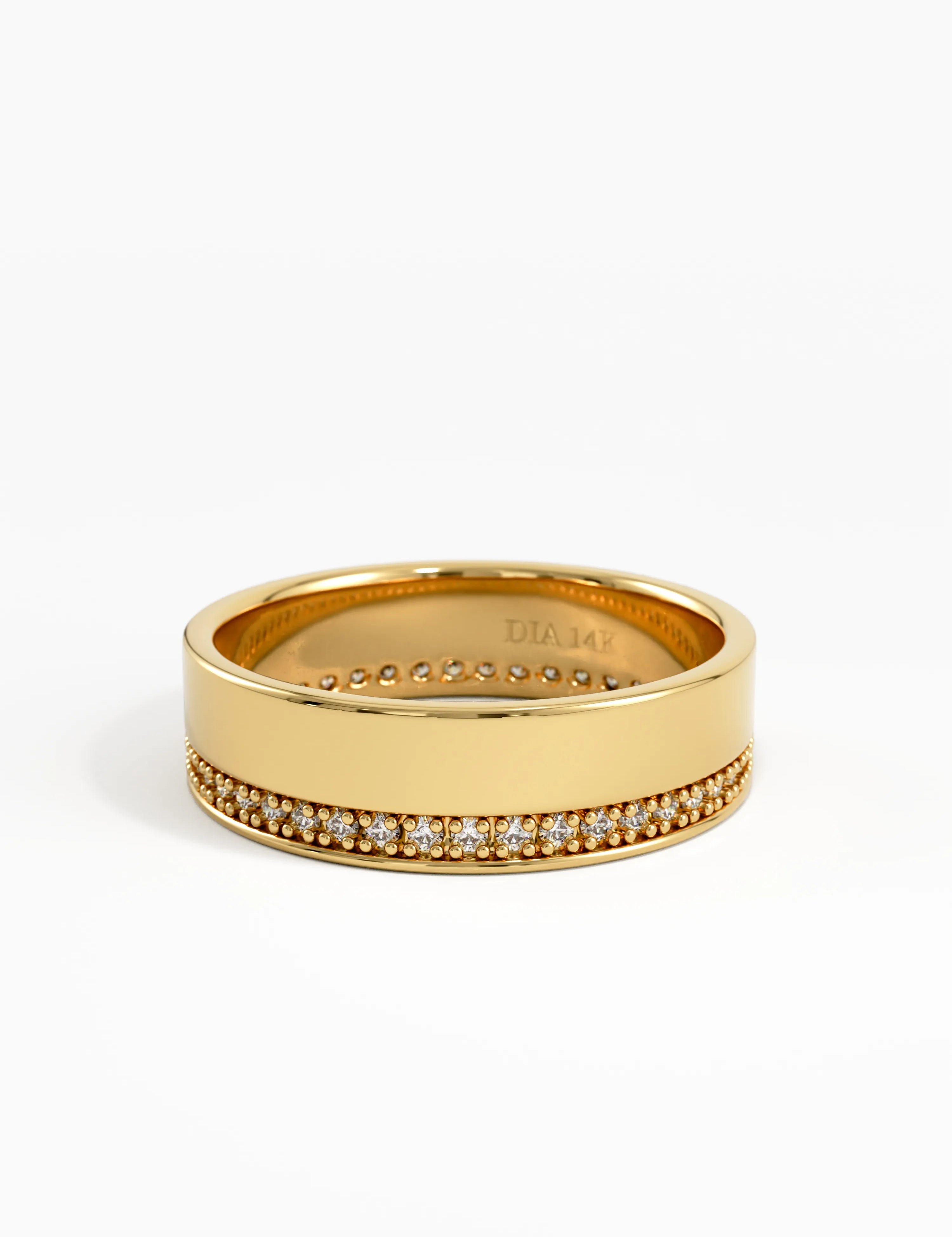 Channel Pave Wedding Band, solid gold ring, view 4 | DiaFifth