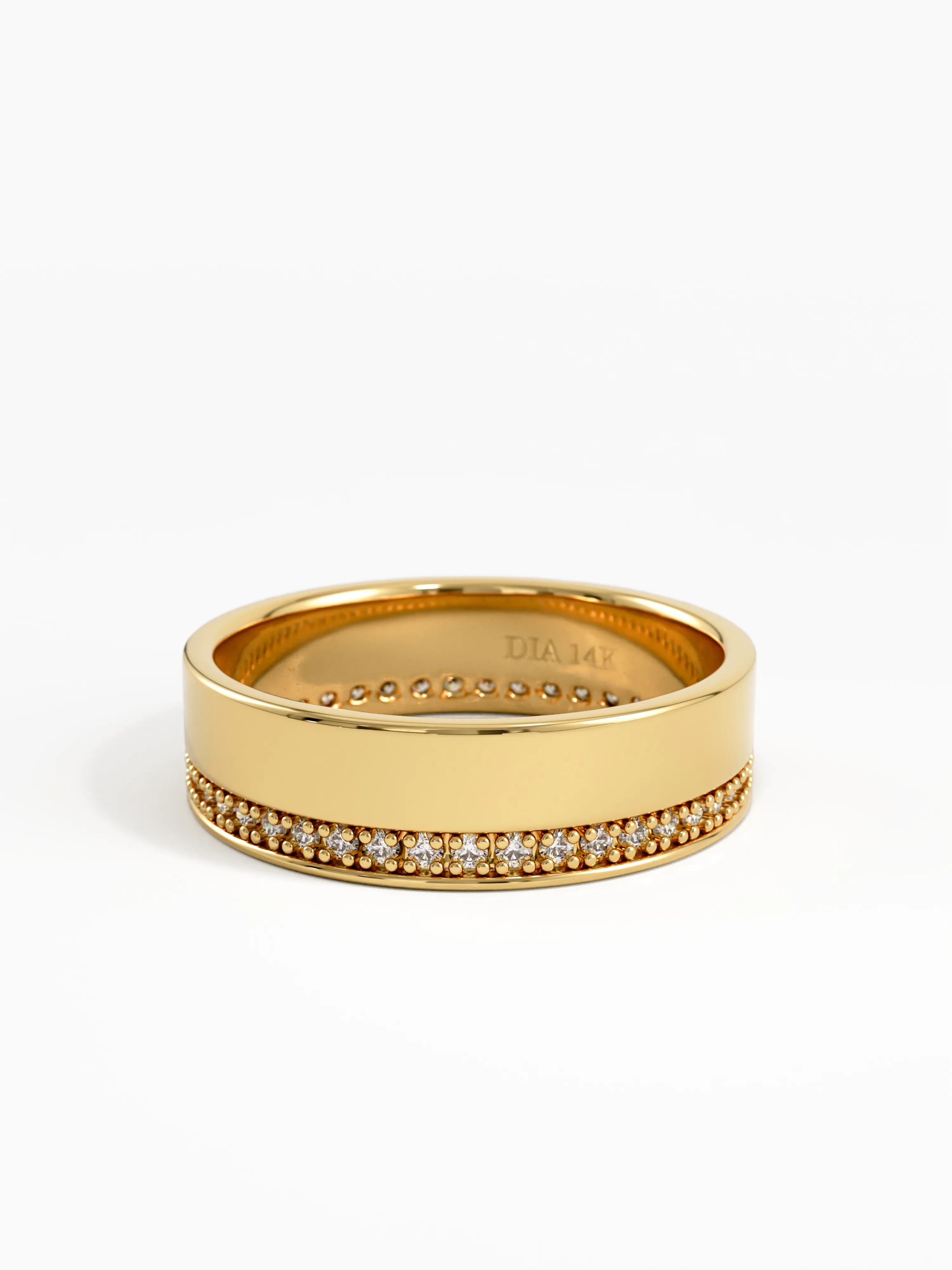 Channel Pave Wedding Band, solid gold ring, view 4 | DiaFifth