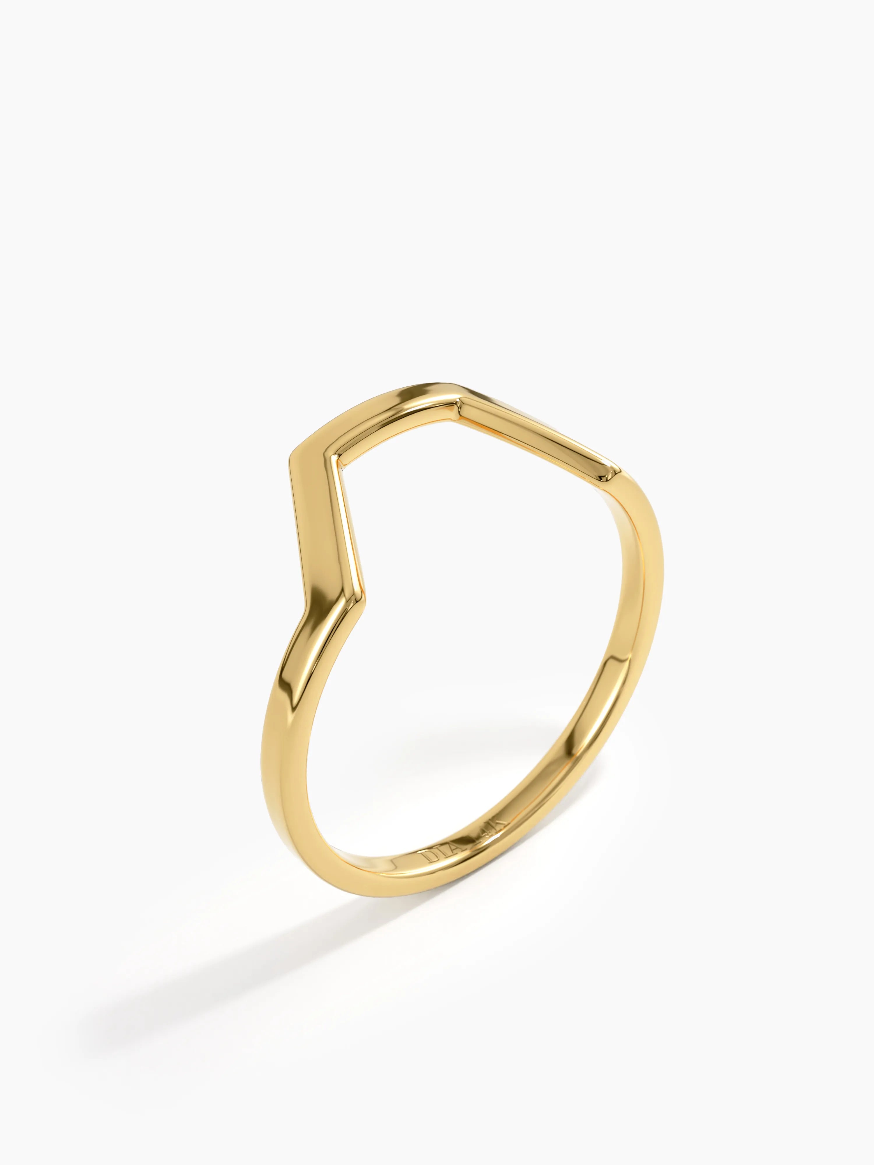 Hexagon Curve Ring, solid gold ring, view 4 | DiaFifth