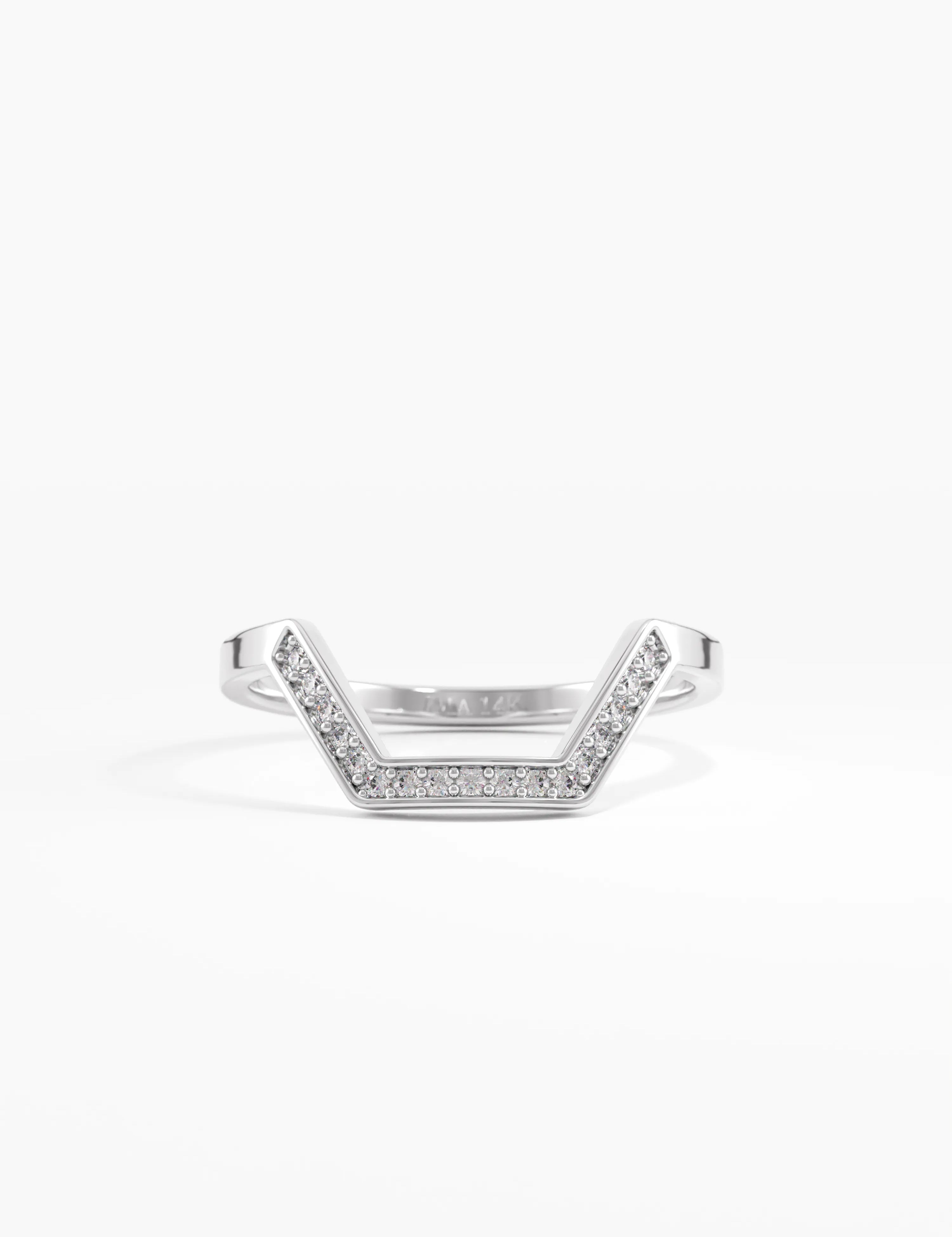 Pave Hexagon Curve Ring, solid gold ring, view 7 | DiaFifth