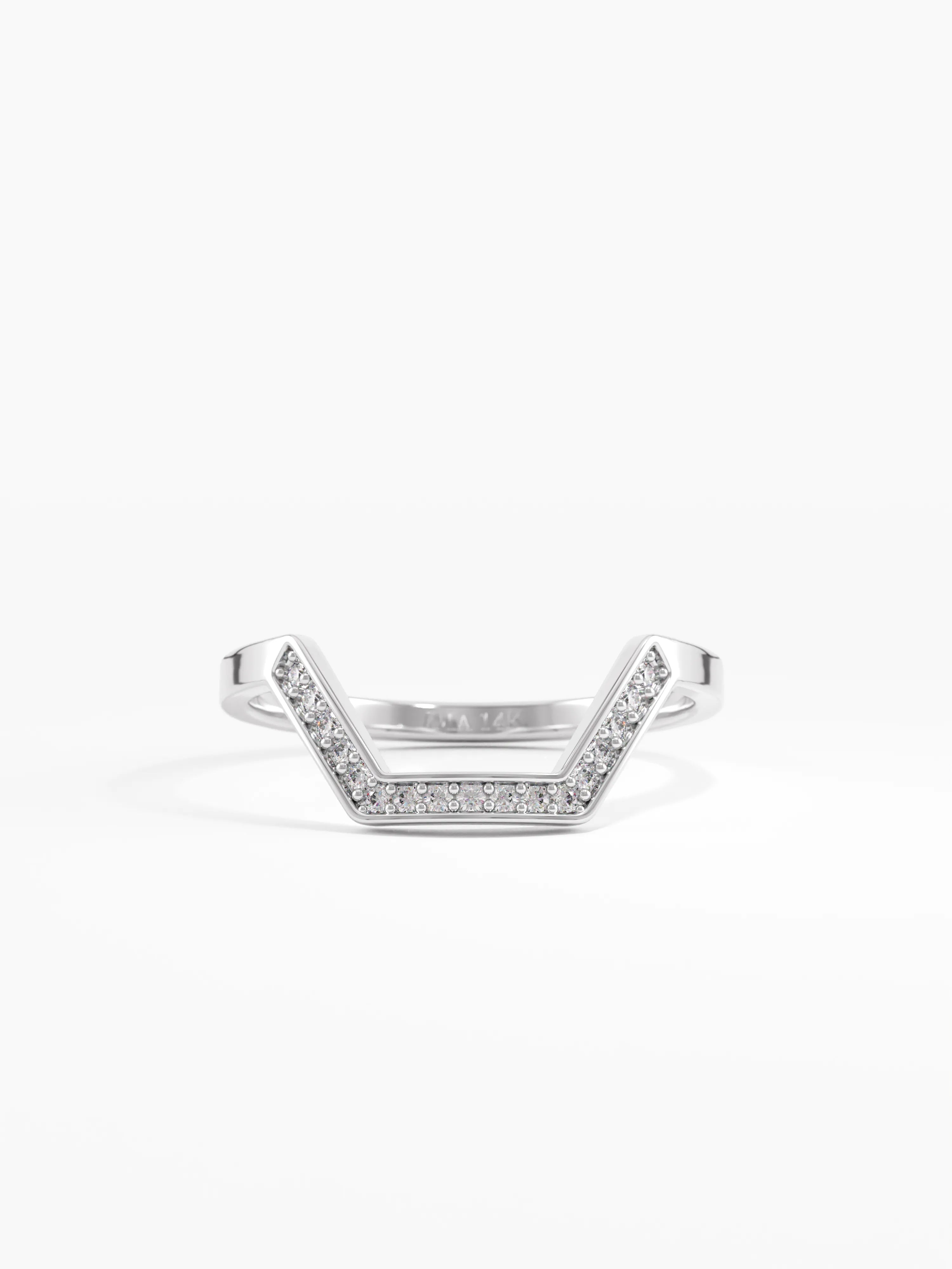 Pave Hexagon Curve Ring, solid gold ring, view 7 | DiaFifth